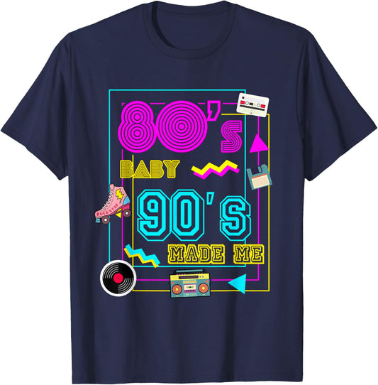 1980s 80's Baby 1990s 90's Outfit Costume Retro Party Theme T-Shirt - T-Shirt | Navy