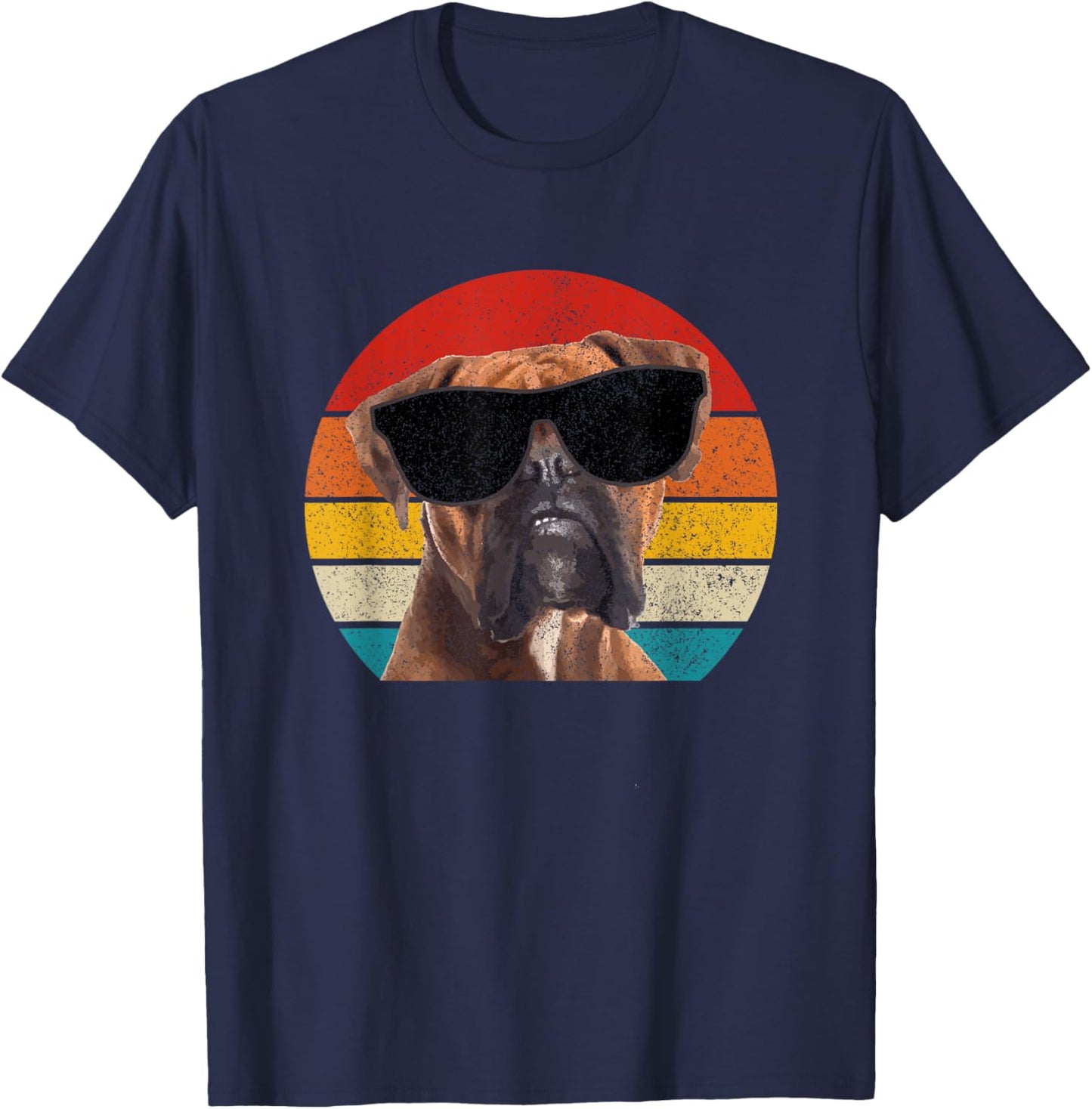 Boxer Dog Sunglasses Vintage Funny Dog Men Women Kids T-Shirt - T-Shirt | Navy