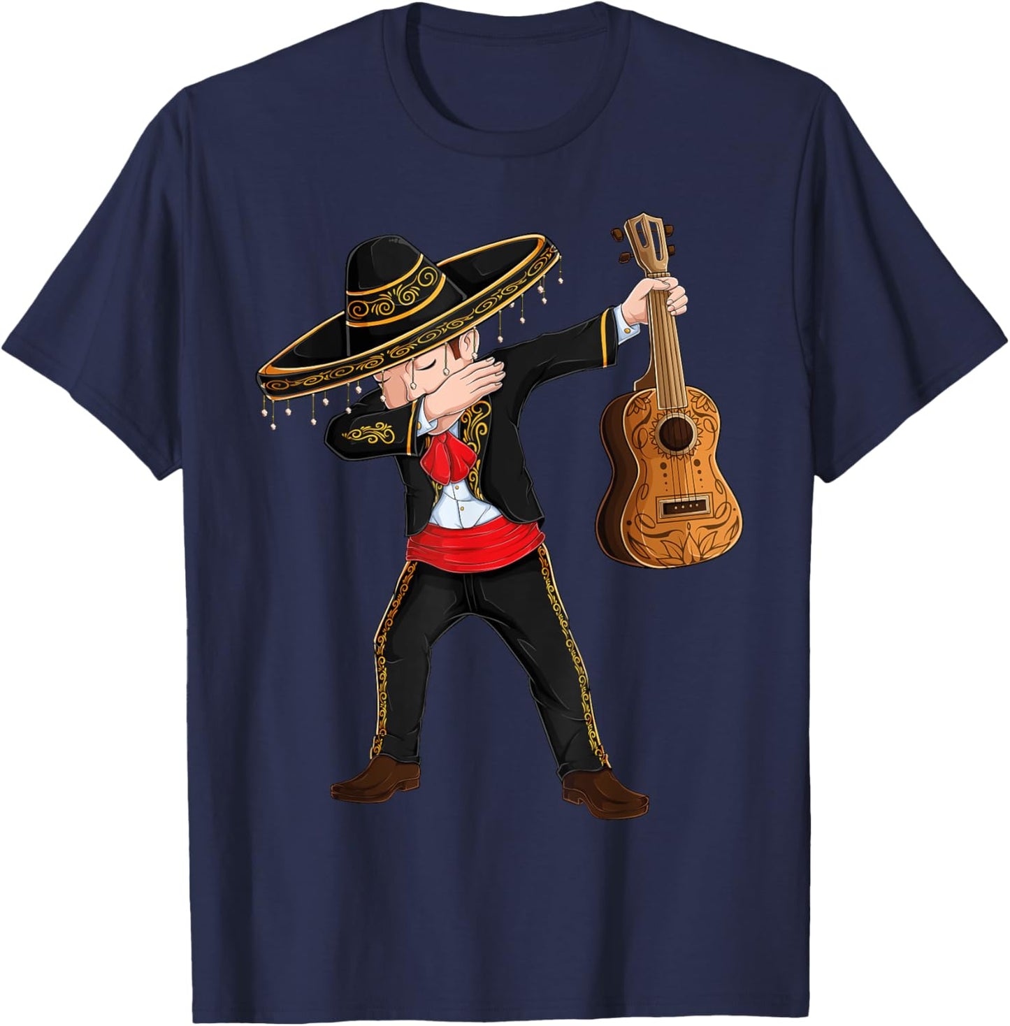 Dab Mexican Mariachi Costume charro Sombrero Cinco De Mayo T-Shirt - T-Shirt | Navy