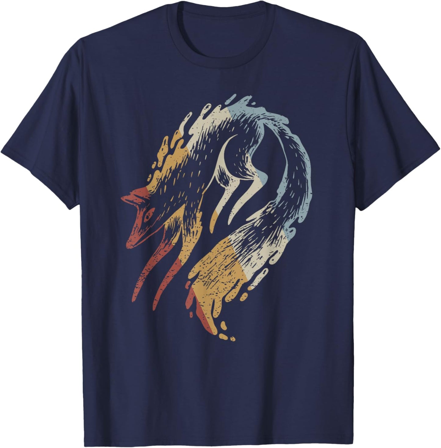 Fox Retro Style Vintage T-Shirt - T-Shirt | Navy