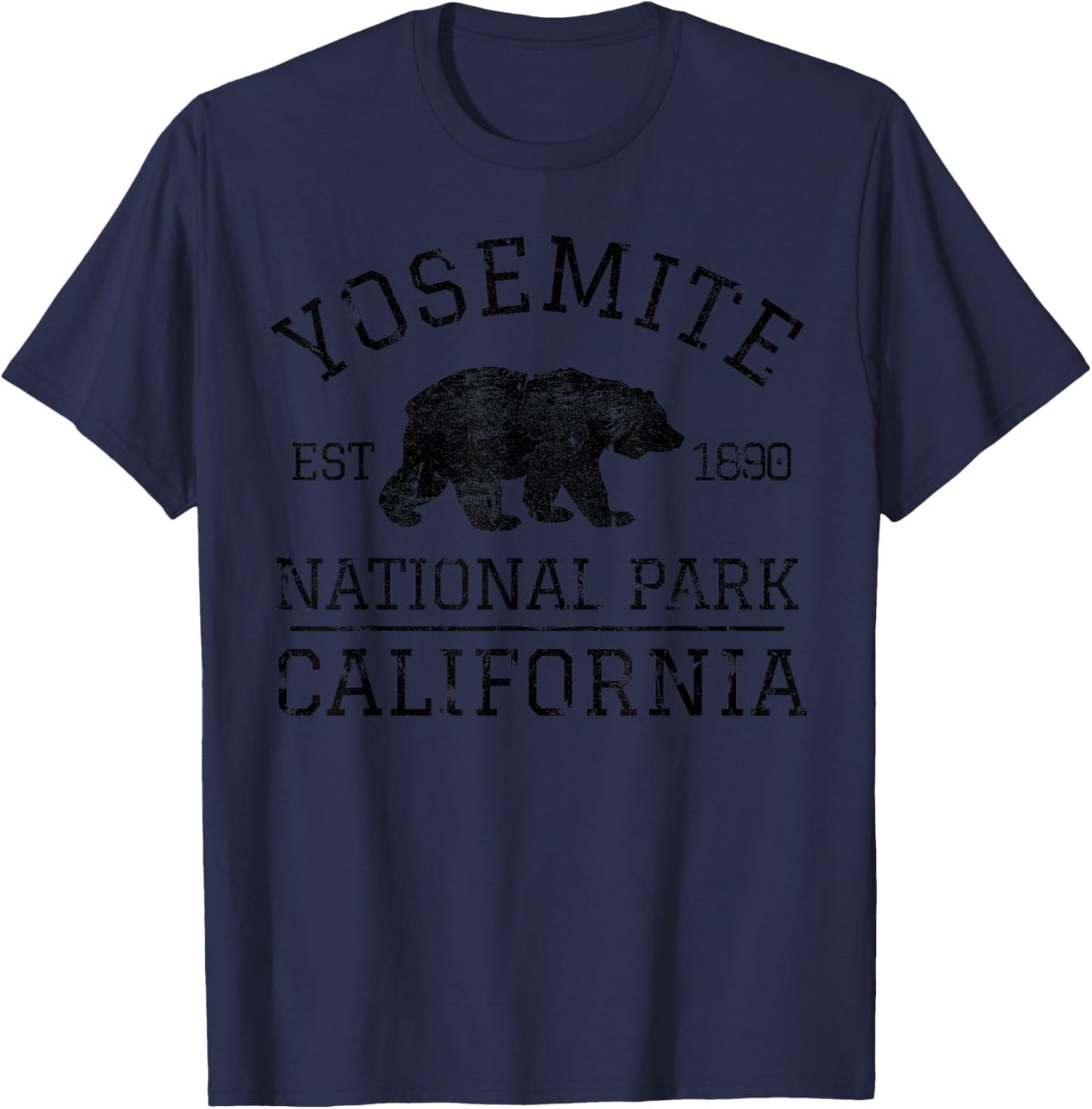 Yosemite National Park California Bear Nature Hiking Vintage T-Shirt - T-Shirt | Navy