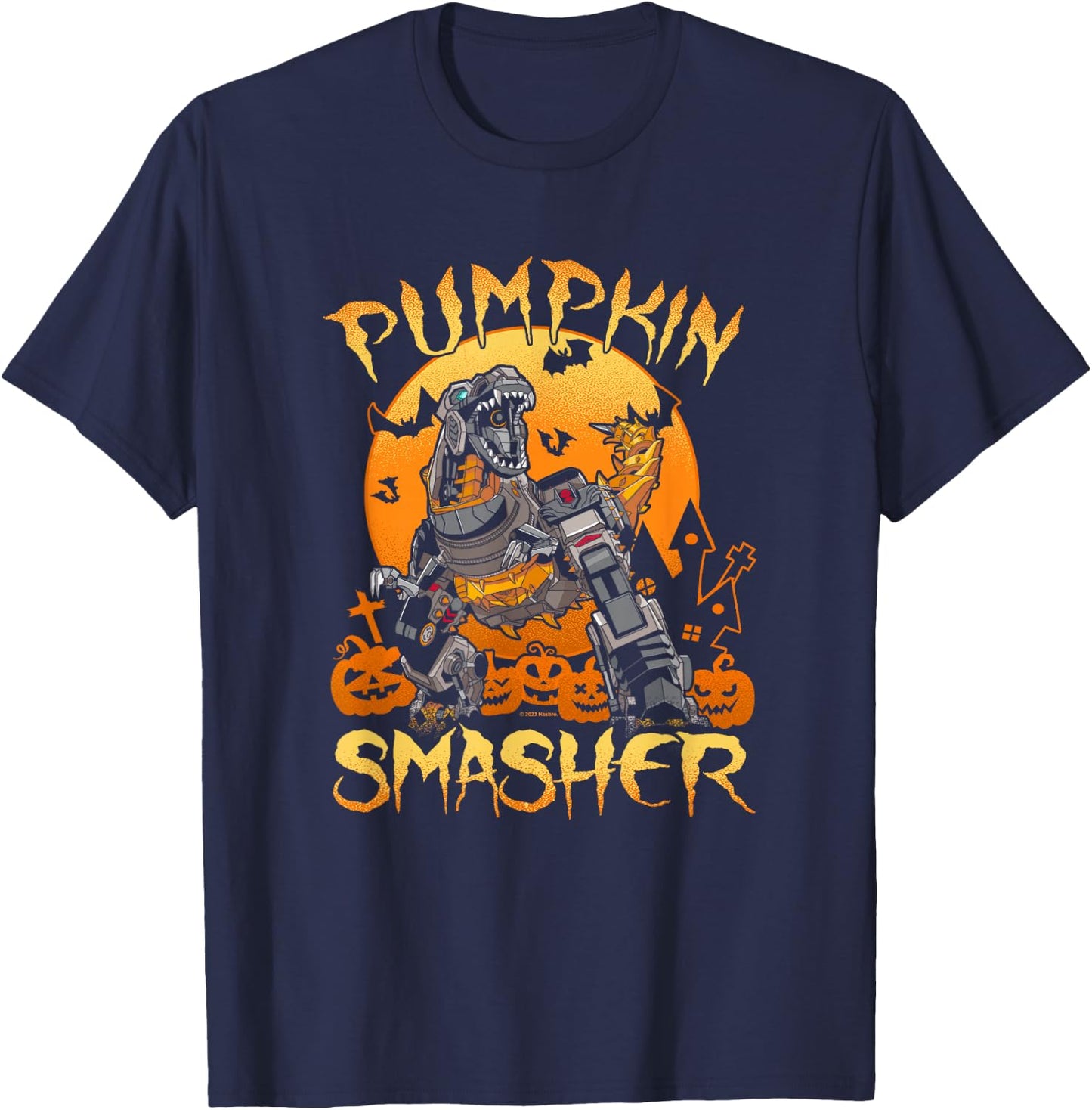 Transformers Evergreen Halloween Grimlock Pumpkin Smasher T-Shirt - T-Shirt | Navy