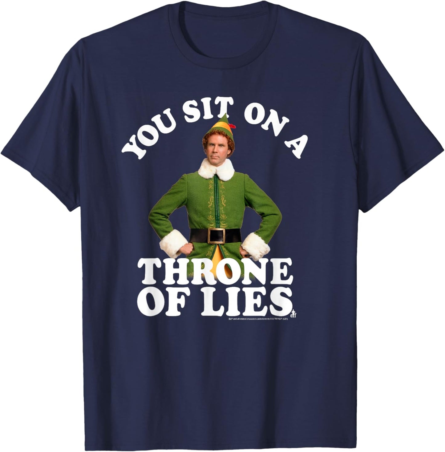 Elf You Sit on a Throne of Lies Christmas Movie T-Shirt - T-Shirt | Navy