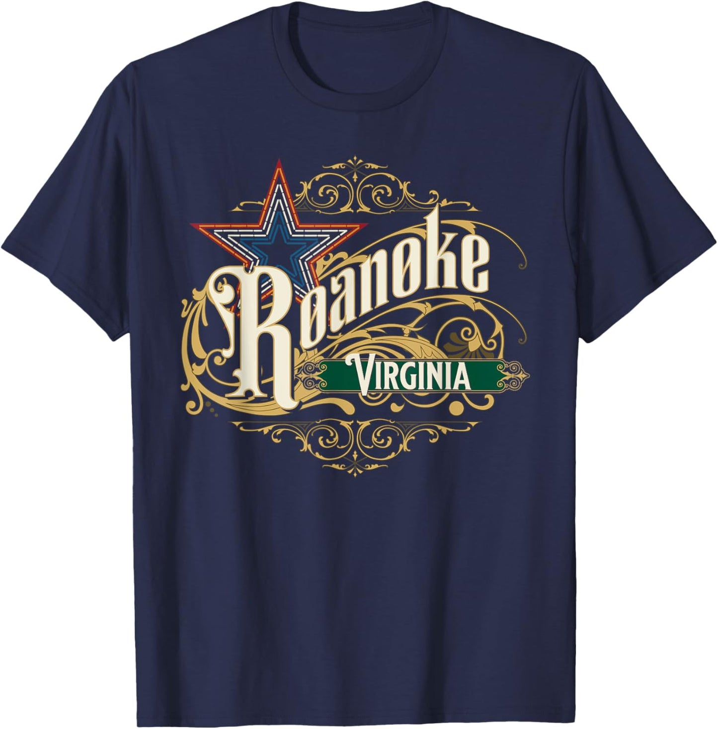 Roanoke VA Blue Ridge Mountains Virginia Mill Mountain Star T-Shirt - T-Shirt | Navy