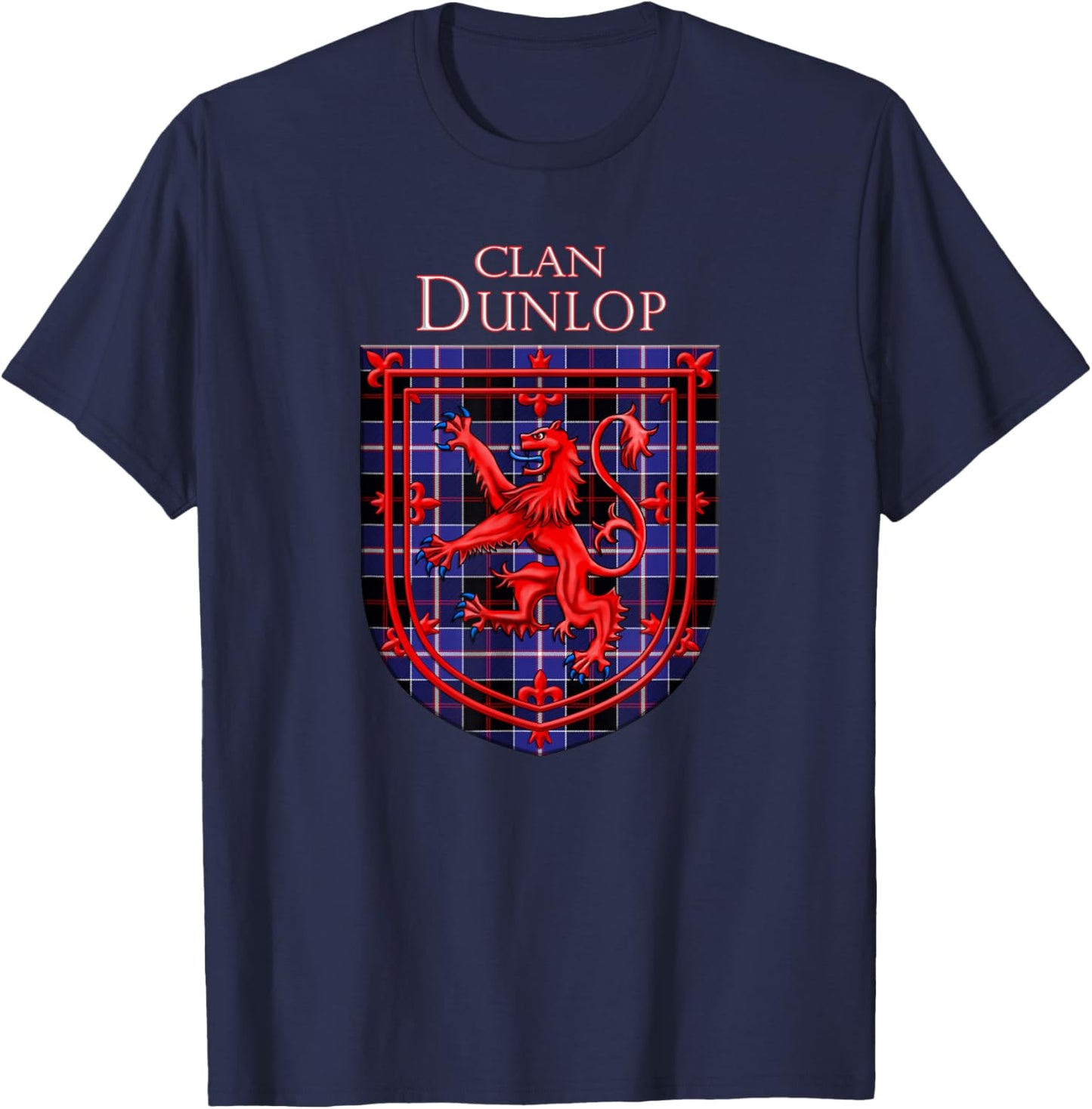 Dunlop Tartan Scottish Plaid Lion Rampant T-Shirt - T-Shirt | Navy
