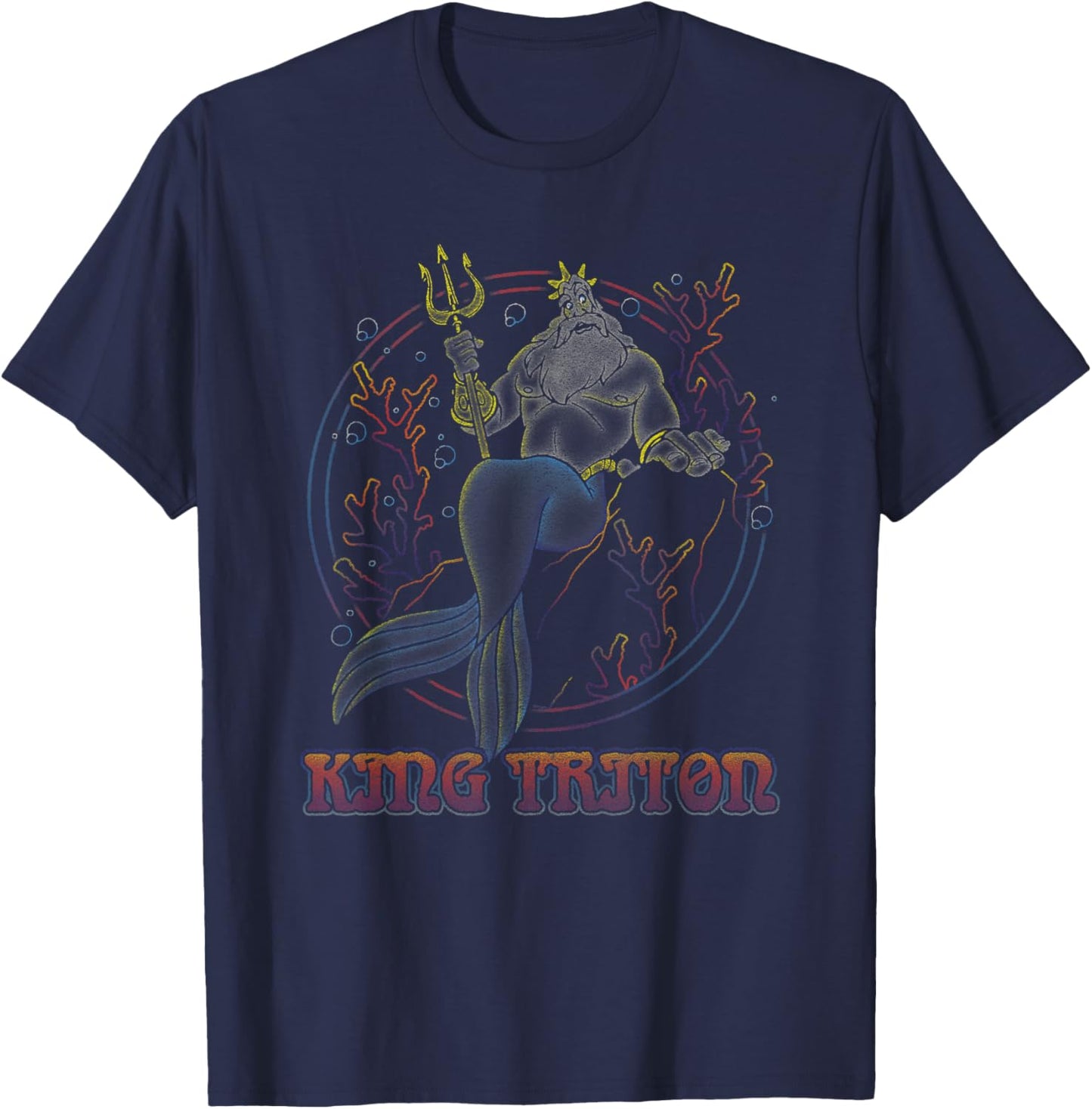 Disney The Little Mermaid King Triton Coral Circle Throne T-Shirt - T-Shirt | Navy