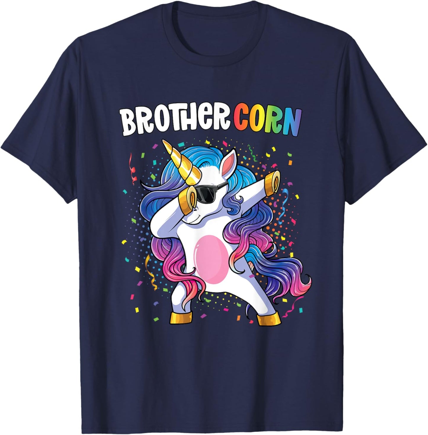 Brothercorn Boys Unicorn Birthday Dabbing Unicorn Brother T-Shirt - T-Shirt | Navy