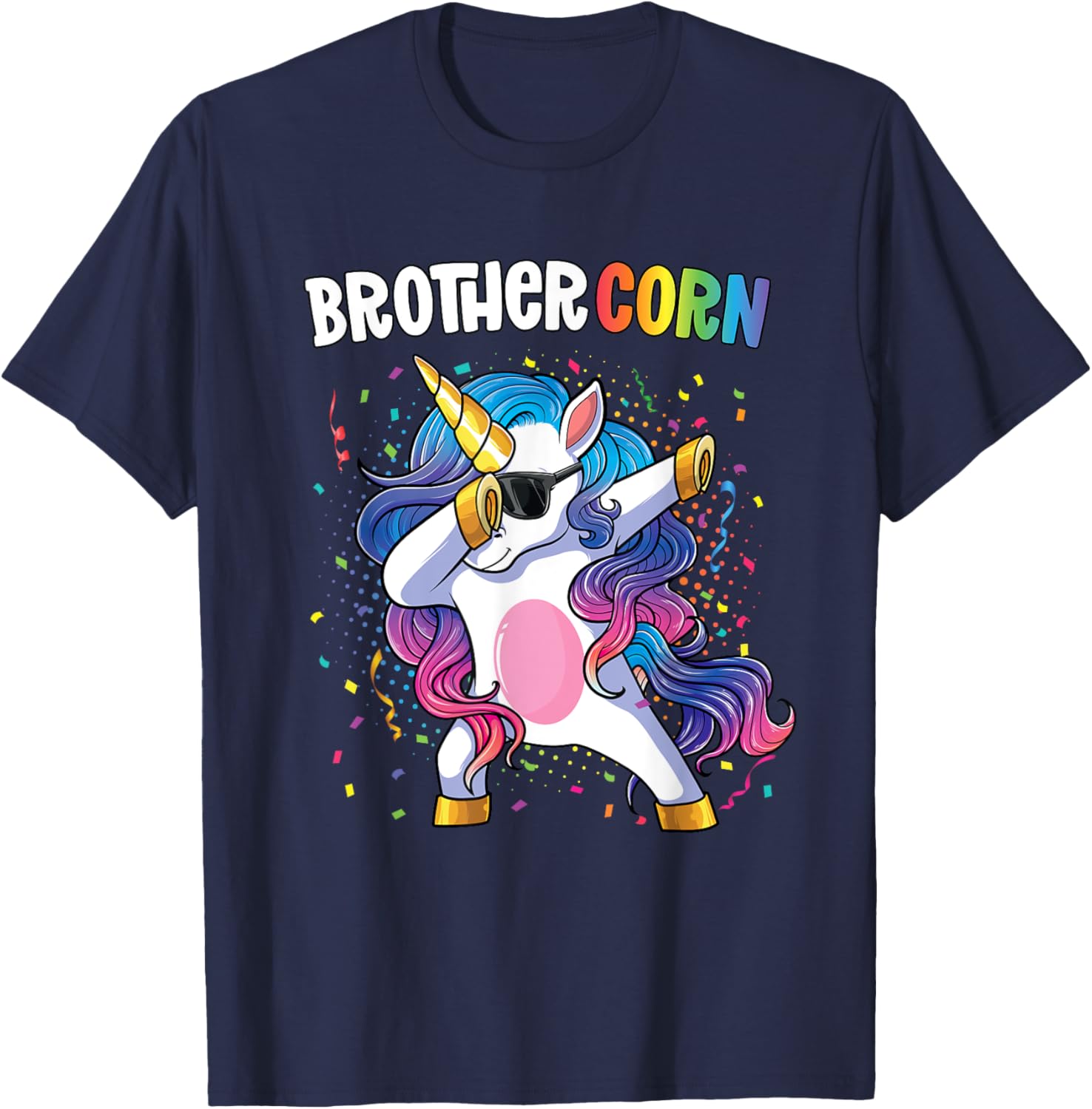 Brothercorn Boys Unicorn Birthday Dabbing Unicorn Brother T-Shirt - T-Shirt | Navy