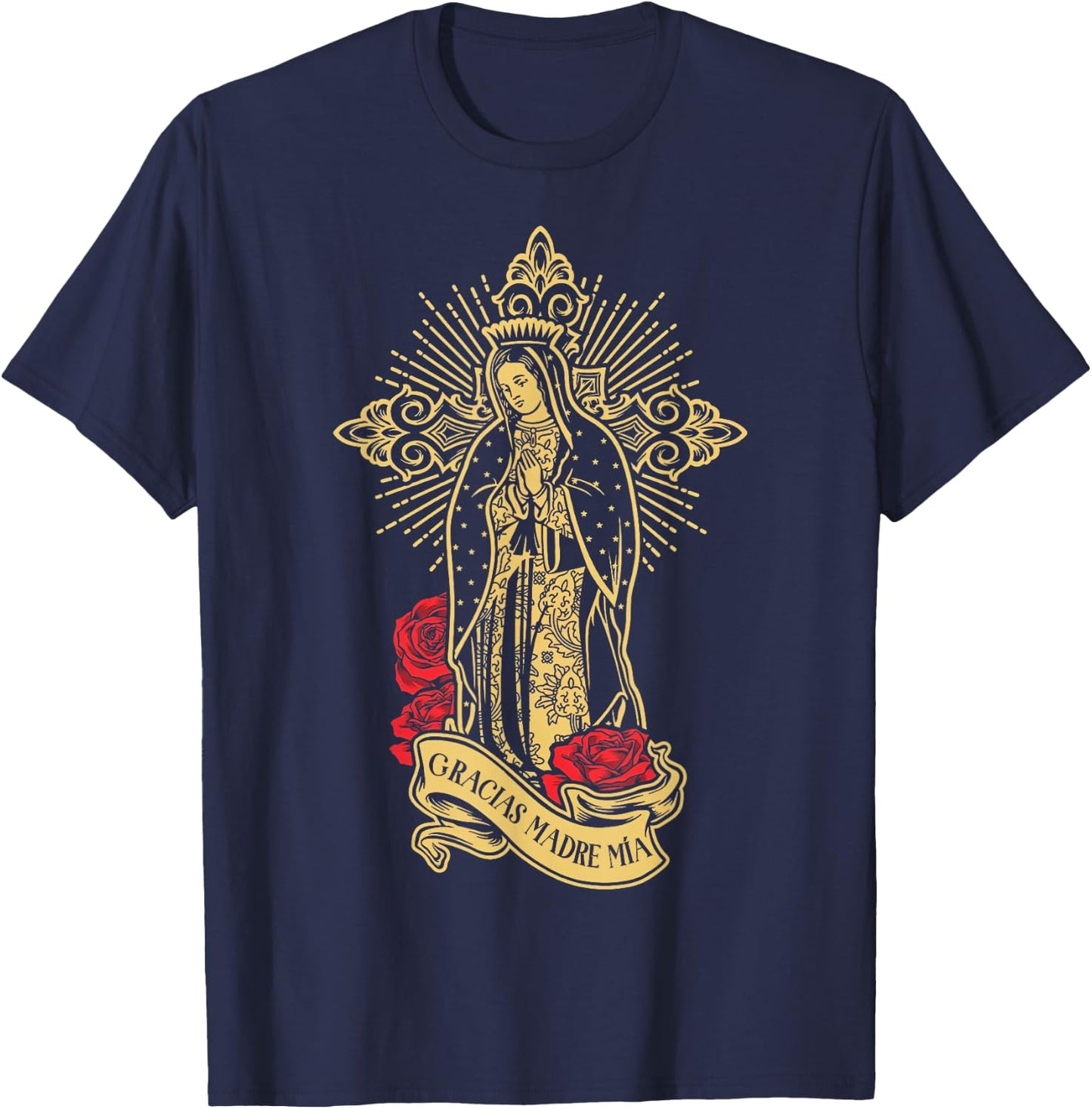 Our Lady of Guadalupe Saint Virgin Mary T-Shirt - T-Shirt | Navy