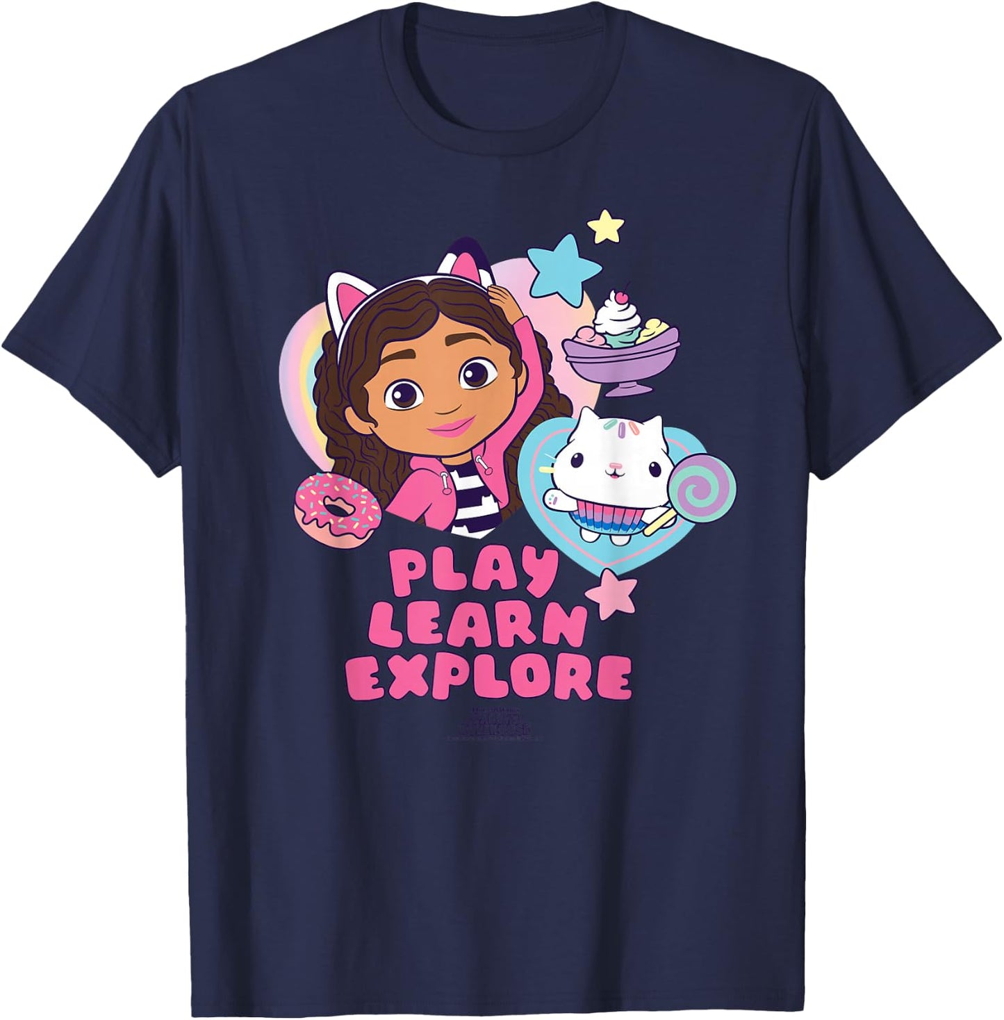 DreamWorks Gabby's Dollhouse Play Learn Explore T-Shirt - T-Shirt | Navy