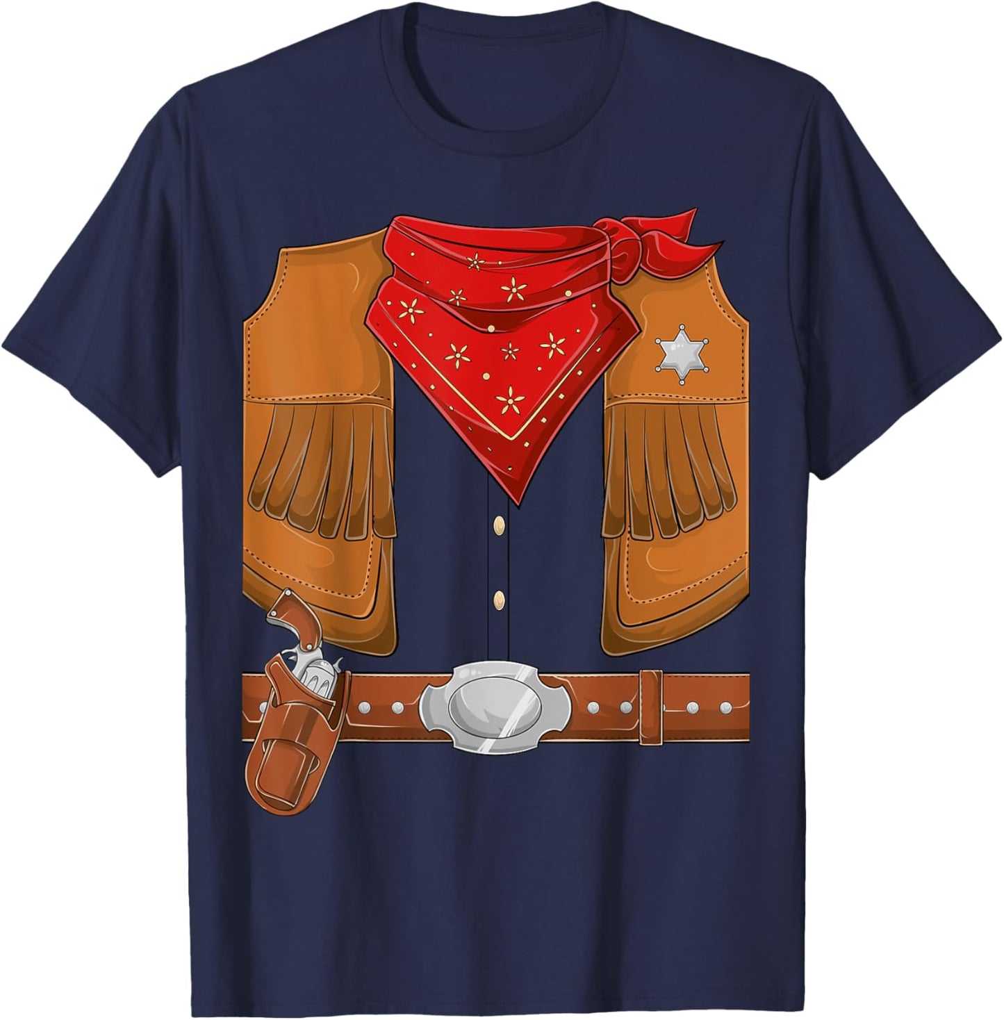 Cowboy Halloween Costume Men Women Kids Cowboy Sherif T-Shirt - T-Shirt | Navy