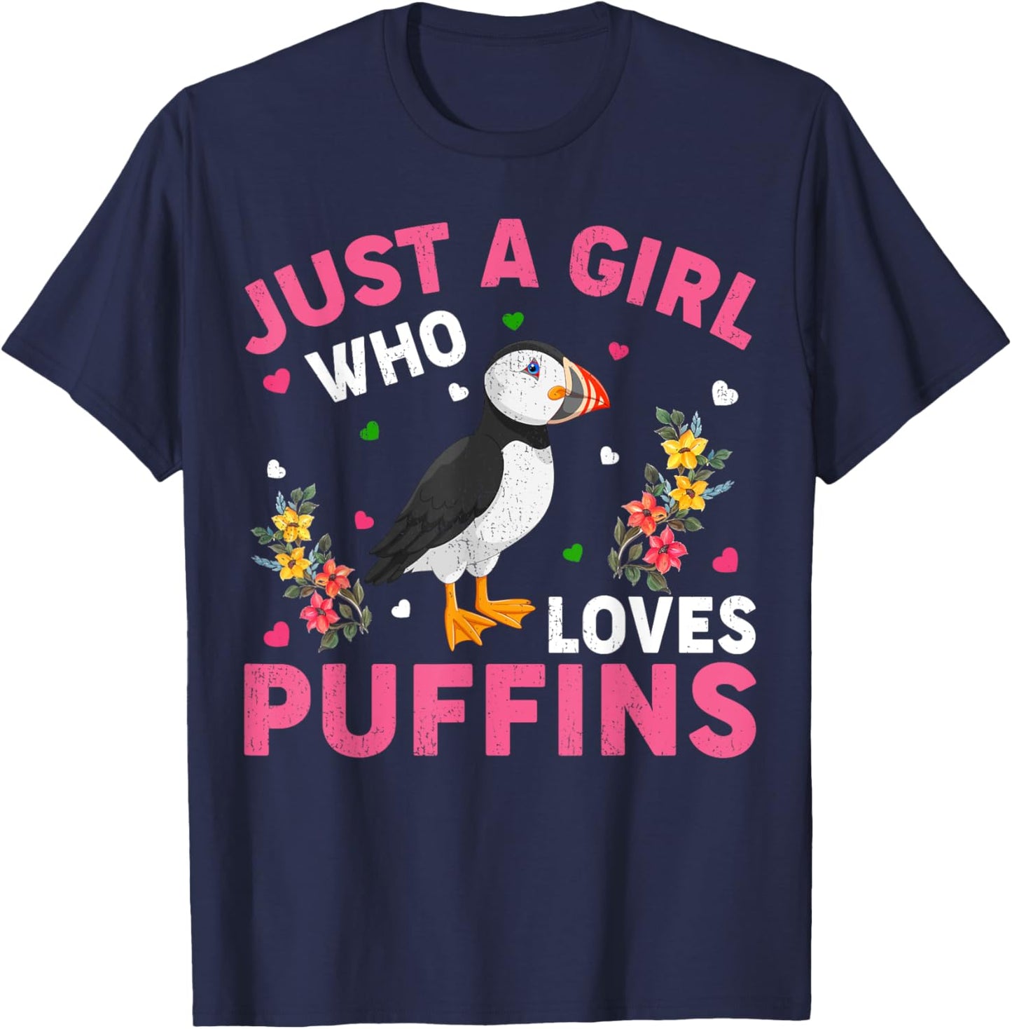 Puffin Bird Lover Just A Girl Who Loves Puffins T-Shirt - T-Shirt | Navy