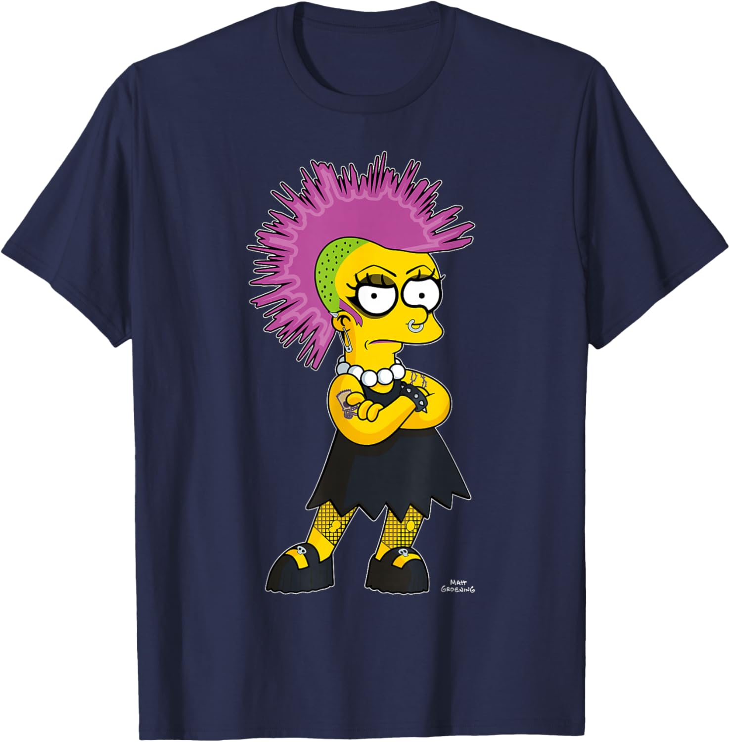 The Simpsons Lisa Punk Rock V2 T-Shirt - T-Shirt | Navy