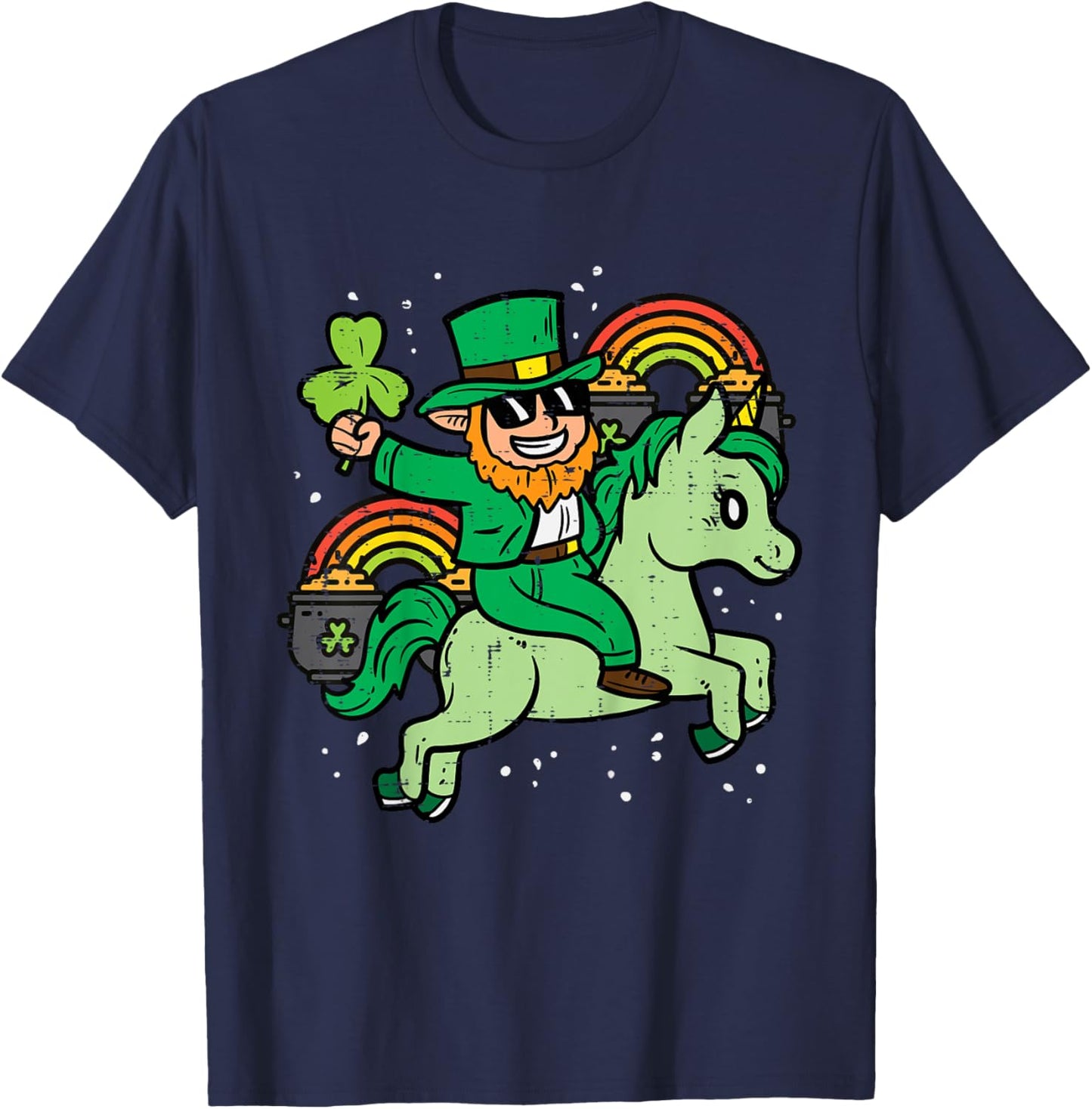 Kids Leprechaun Unicorn Rainbow Cute St Patricks Day Girls Kids T-Shirt - T-Shirt | Navy