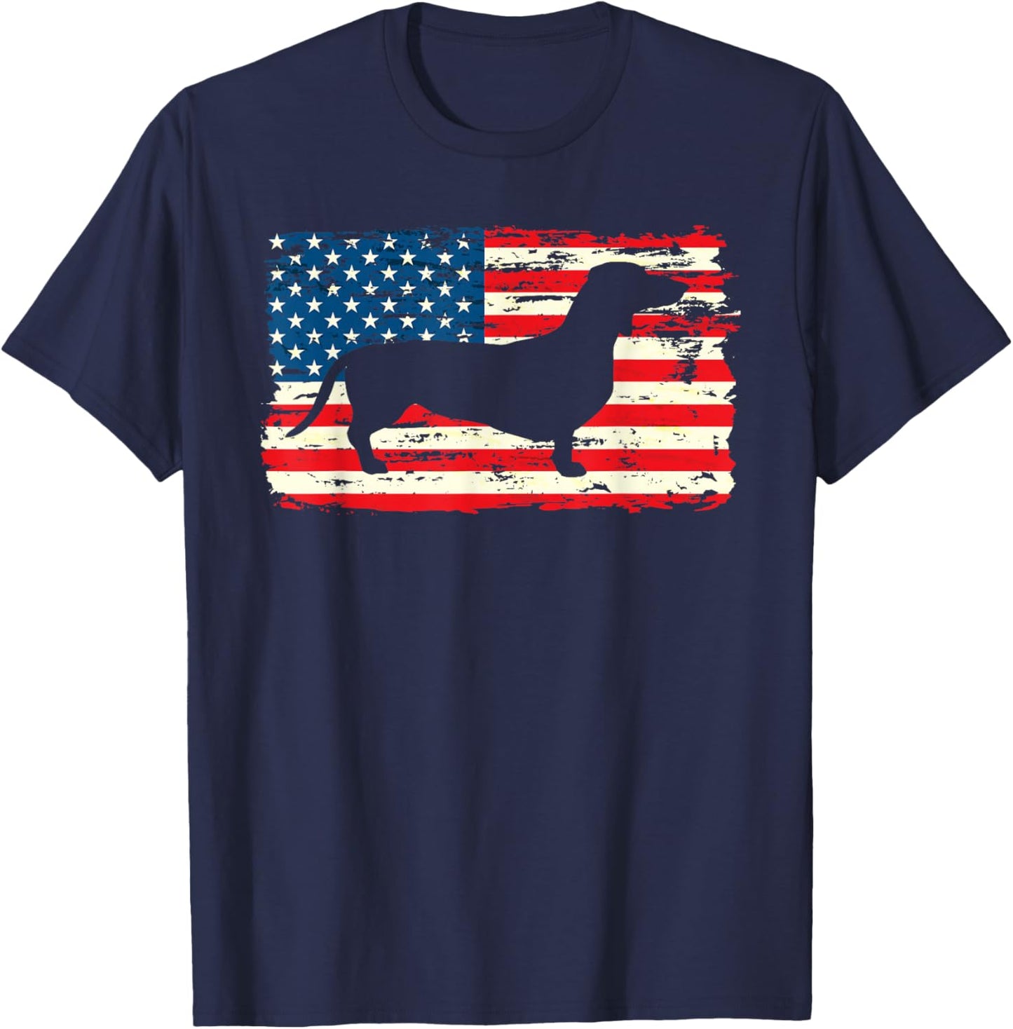 Dachshund American Flag Shirt 4th of July Dog Patriotic Kids Men T-Shirt - T-Shirt | Navy
