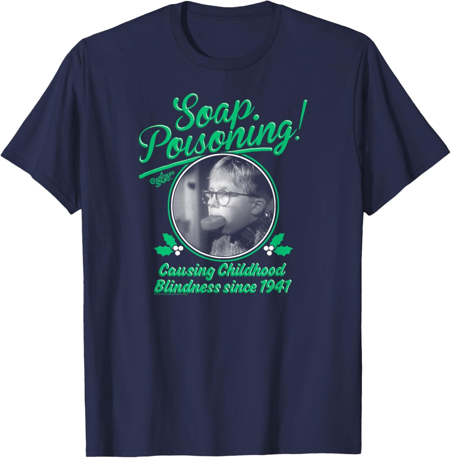 A Christmas Story Soap Poisoning Black and White Funny T-Shirt - T-Shirt | Navy