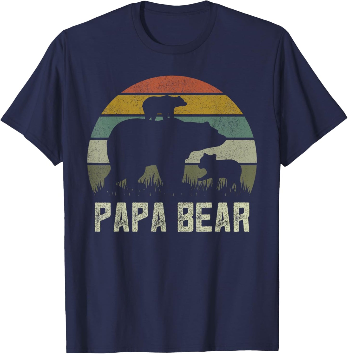 Funny Papa Bear Shirts, Cub 2 Kids Fathers Day Grandpa T-Shirt - T-Shirt | Navy