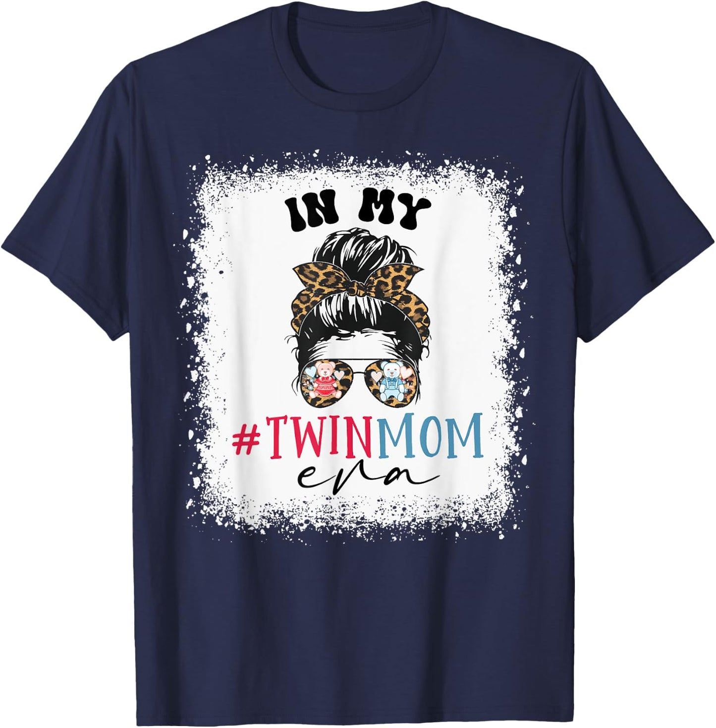 In My Twin Mom Era Mama Mothers Pregnancy Announcement T-Shirt - T-Shirt | Navy