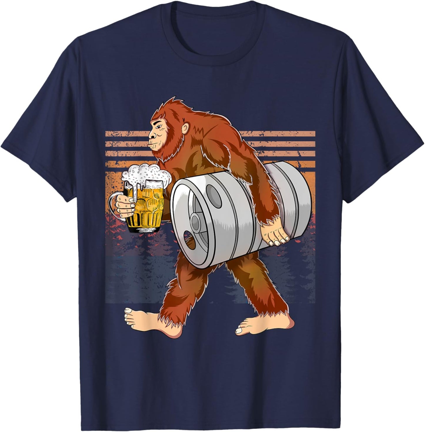 Bigfoot Beer, Funny Bigfoot Loves Beer T-Shirt - T-Shirt | Navy