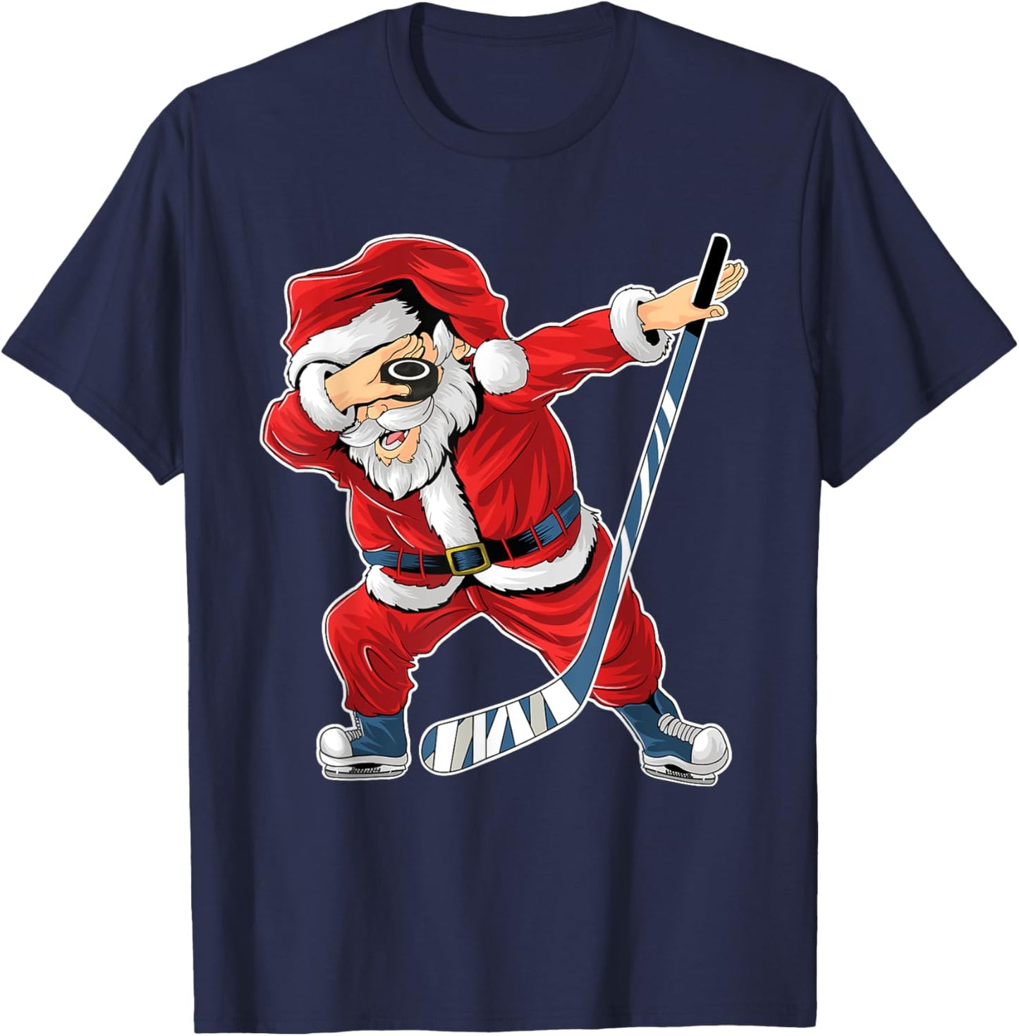 Ice Hockey Dabbing Santa Claus Hockey Player Christmas T-Shirt - T-Shirt | Navy