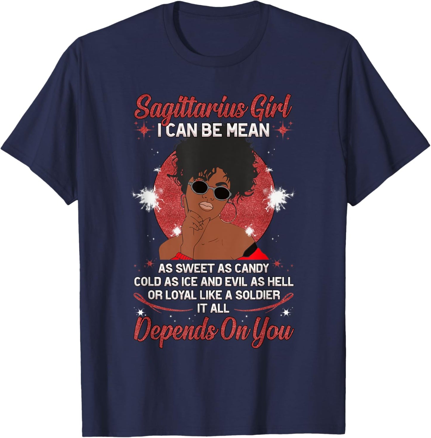 Black Pride Melanin Sagittarius I can Be Mean T-Shirt - T-Shirt | Navy