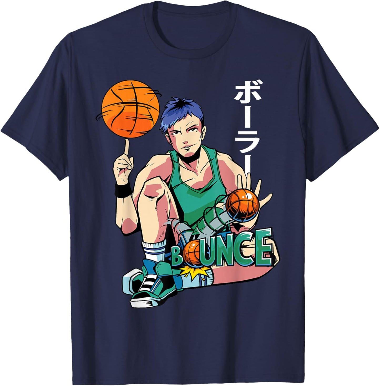 Anime Basketball - Japanese Aesthetics - Otaku - Manga T-Shirt - T-Shirt | Navy