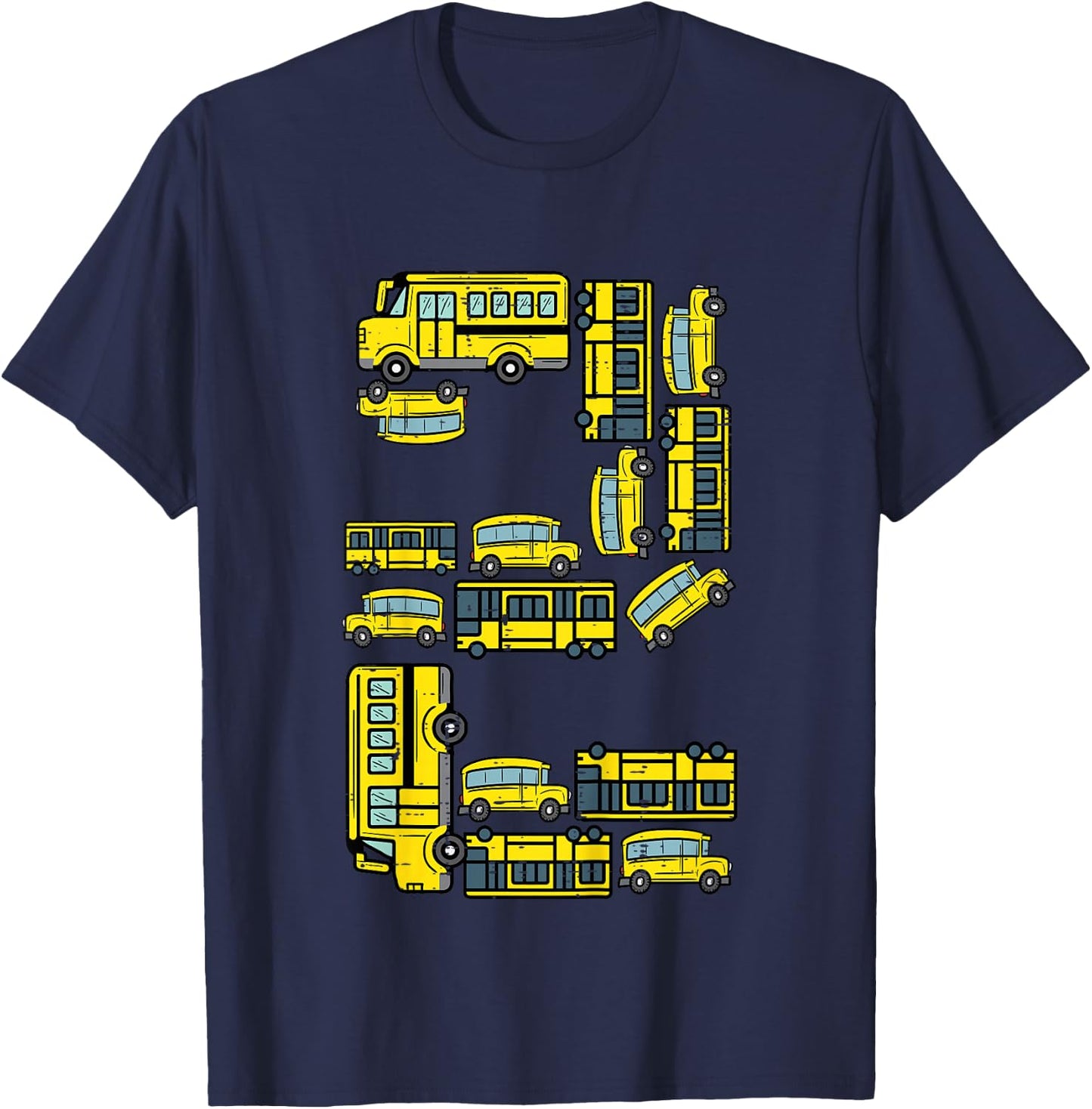 Kids 2nd Birthday 2 School Buses Bday Party Boys Kids Toddler T-Shirt - T-Shirt | Navy