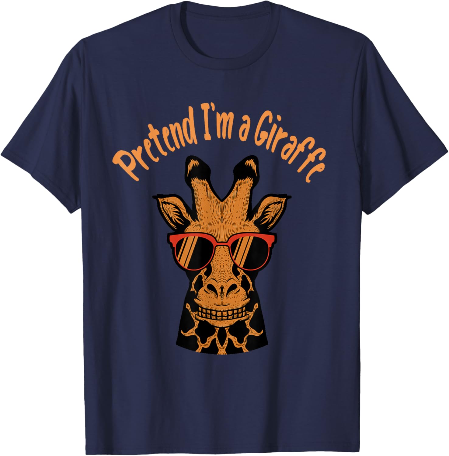 Pretend I'm A Giraffe Funny Lazy Halloween Costume party T-Shirt - T-Shirt | Navy
