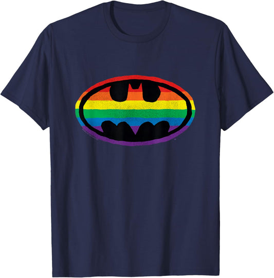 Batman Pride Rainbow Logo T-Shirt - T-Shirt | Navy