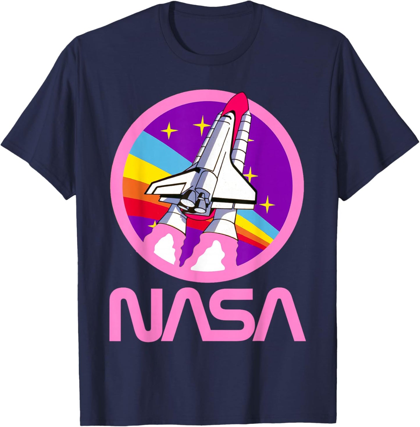 Nerdy NASA Rainbow Rocket Launch Girls Science Teacher T-Shirt - T-Shirt | Navy