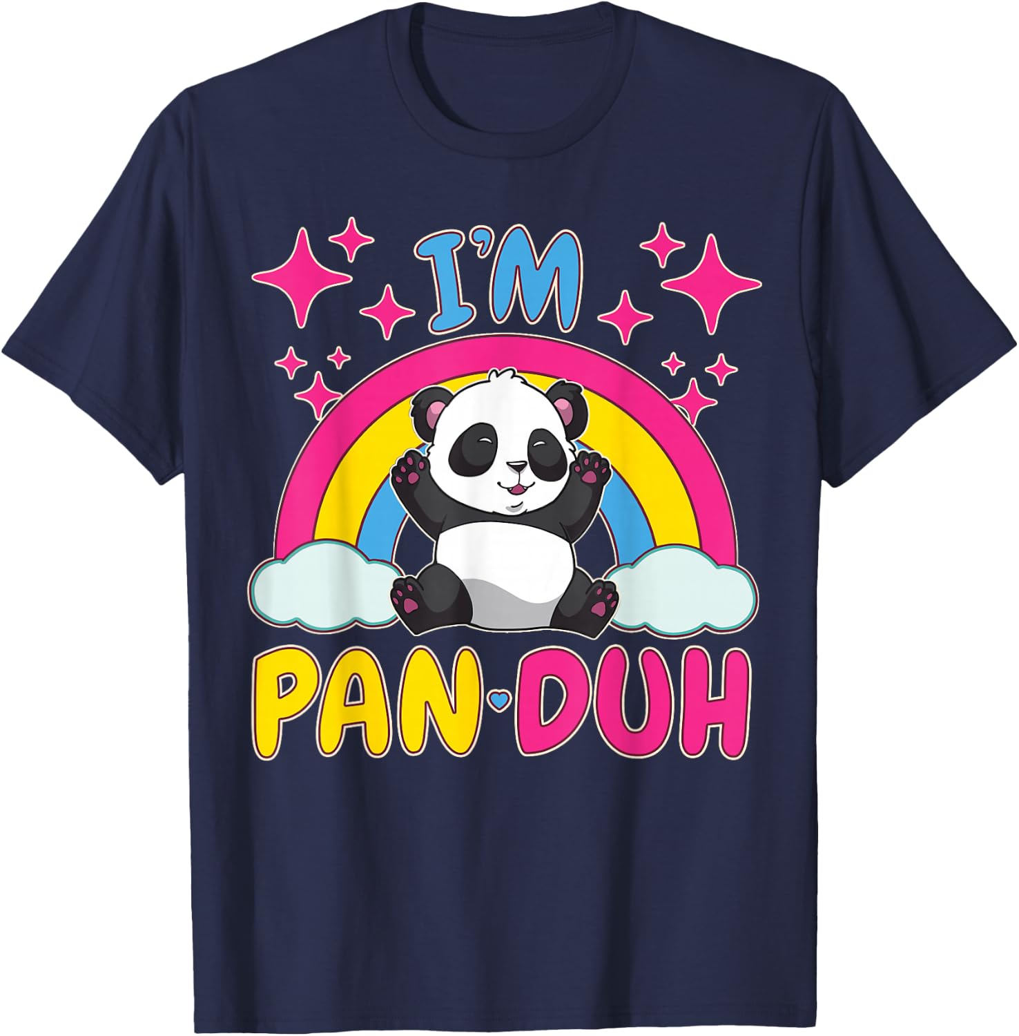 Panda Pansexual Rainbow Funny Pansexual Pride Pan T-Shirt - T-Shirt | Navy