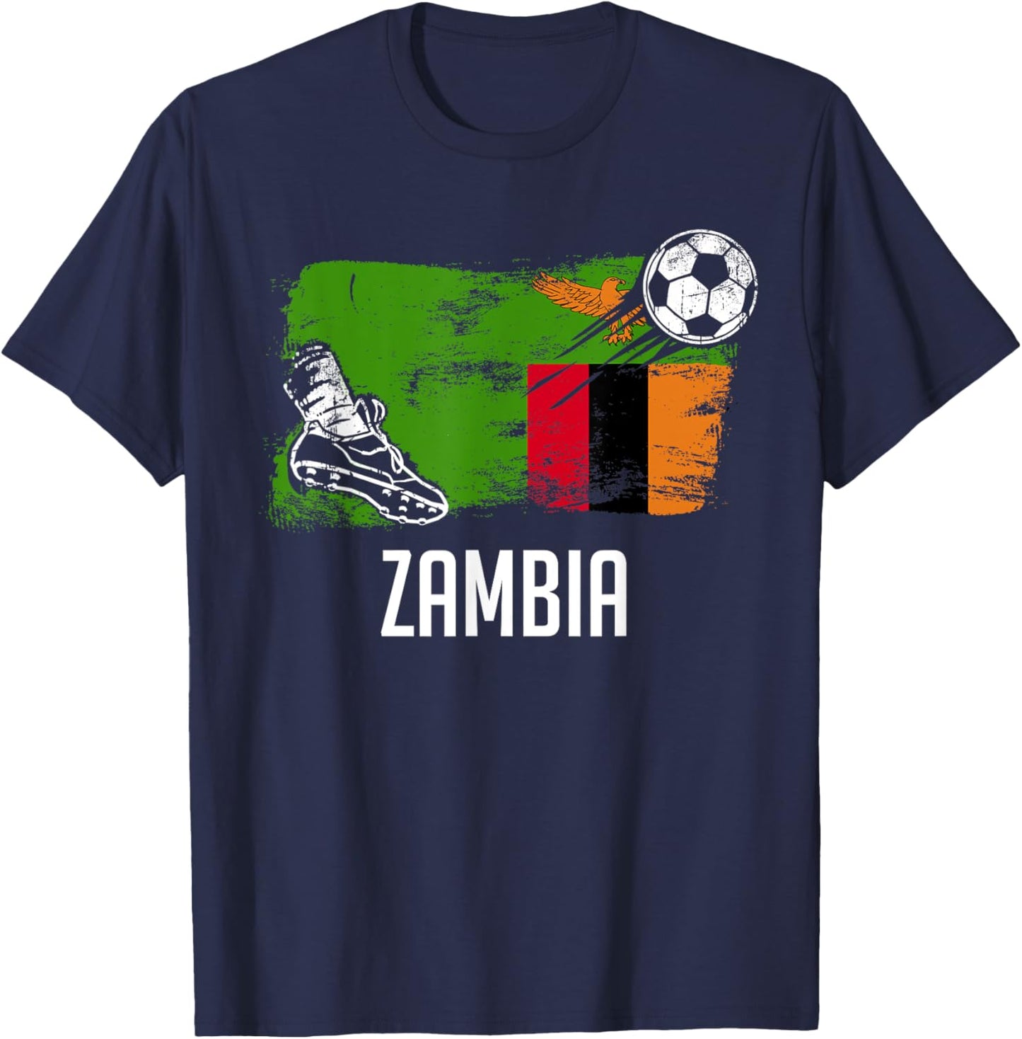 Zambia Flag Jersey Zambian Soccer Team Zambian T-Shirt - T-Shirt | Navy
