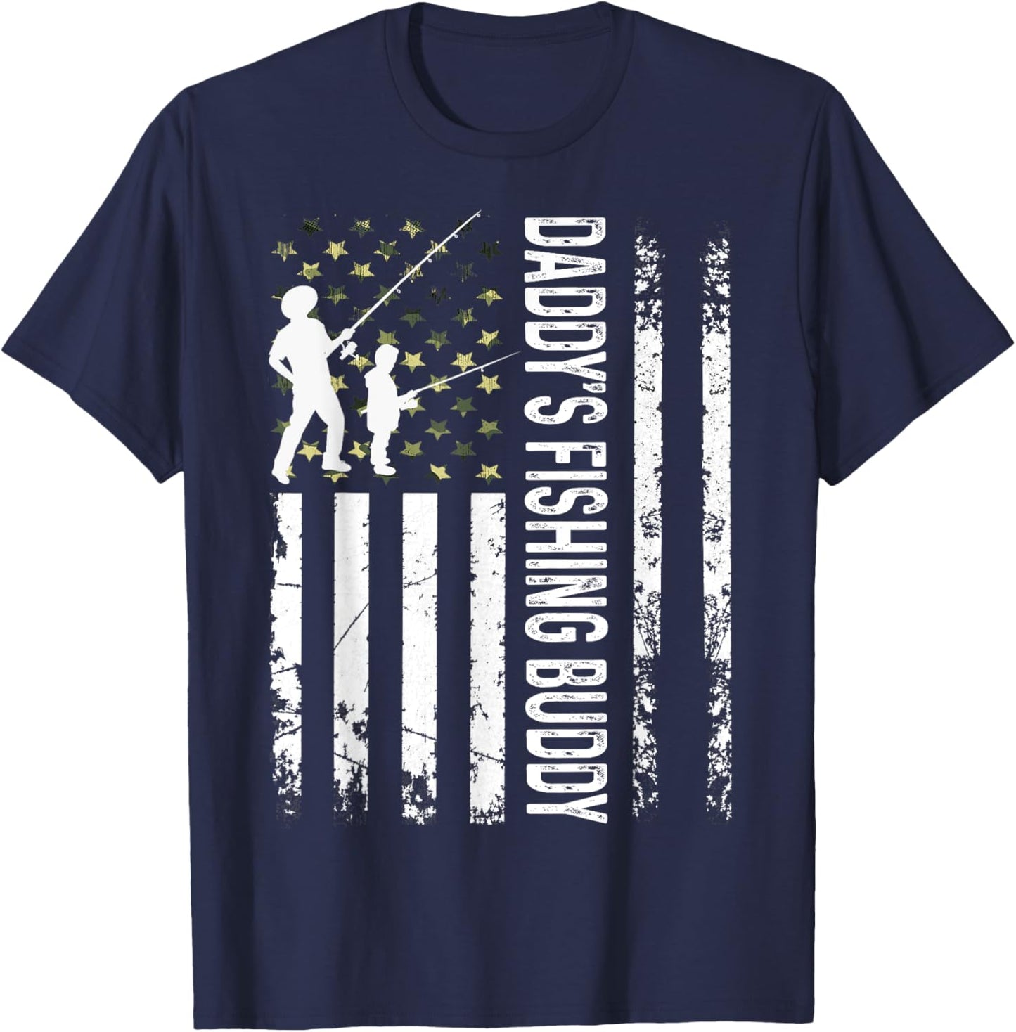 Young Fisherman Daddy's Fishing Buddy Dad-Son Team T-Shirt - T-Shirt | Navy