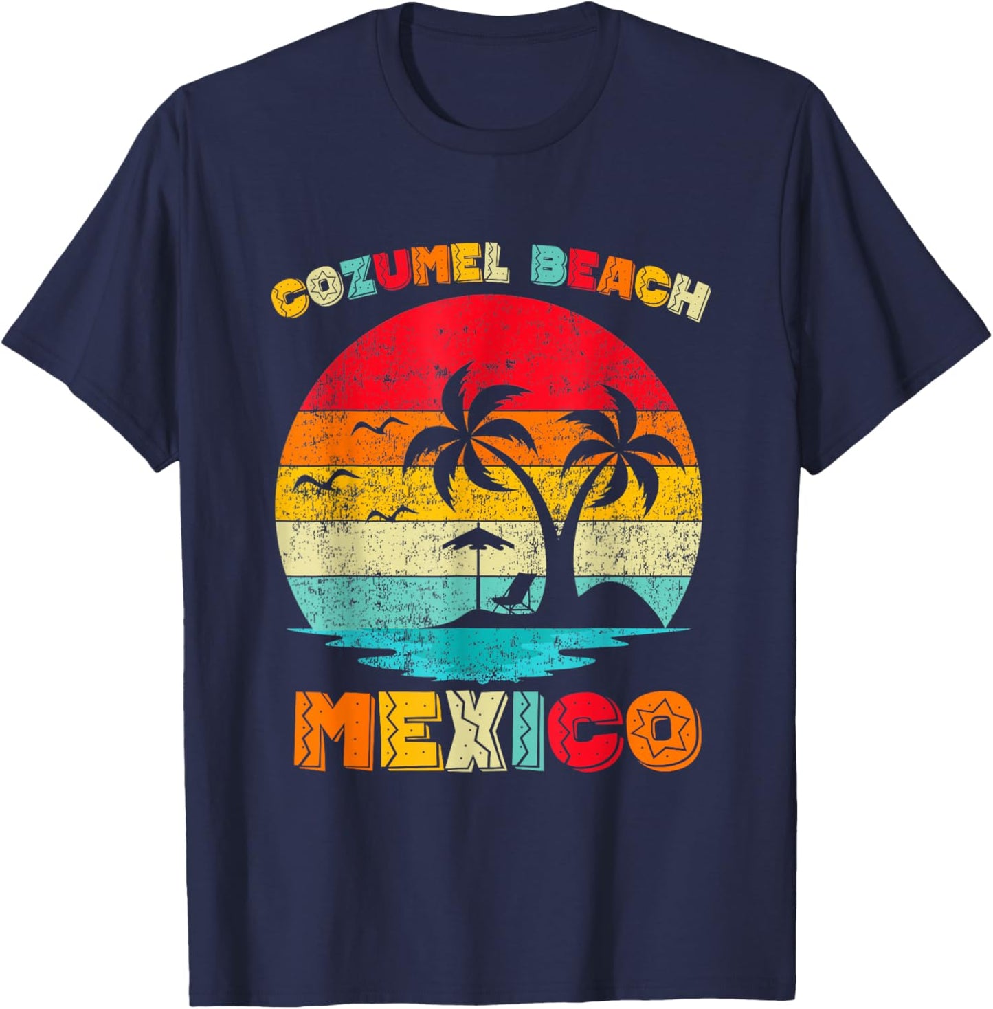 Family Vintage Retro Mexico Cozumel Beach Presents T-Shirt - T-Shirt | Navy