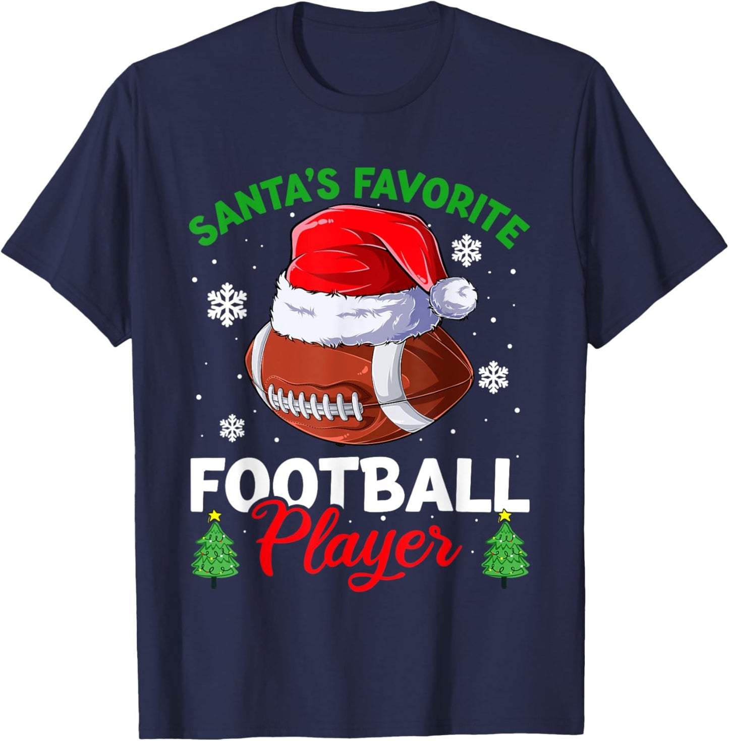 Santa's Favorite Football Player Men Apparel Christmas Sport T-Shirt - T-Shirt | Navy