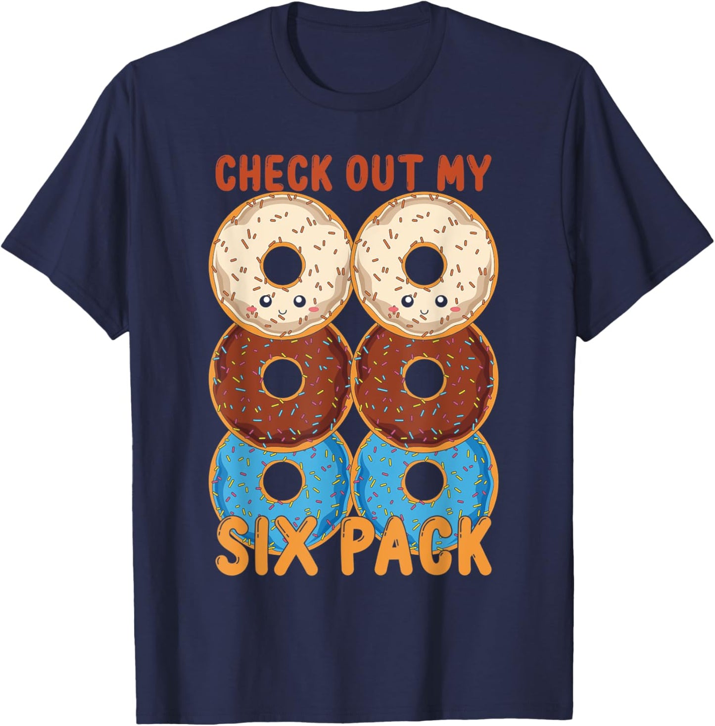 Funny Glazed Doughnuts Lover Abs Workout Six Pack Donuts T-Shirt - T-Shirt | Navy