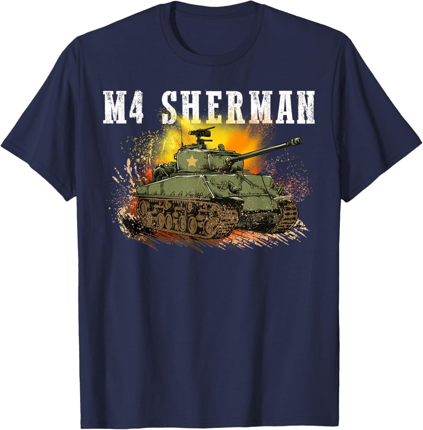 M4 Sherman The WW2 Tank a WWII Army Tank for Military Boys T-Shirt - T-Shirt | Navy