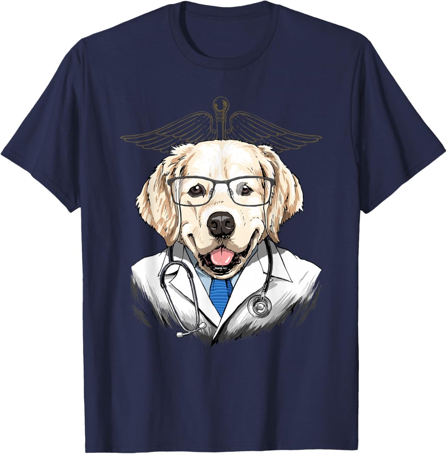 Golden Retriever Dogtor Vet Veterinarian Dog Doctor T-Shirt - T-Shirt | Navy