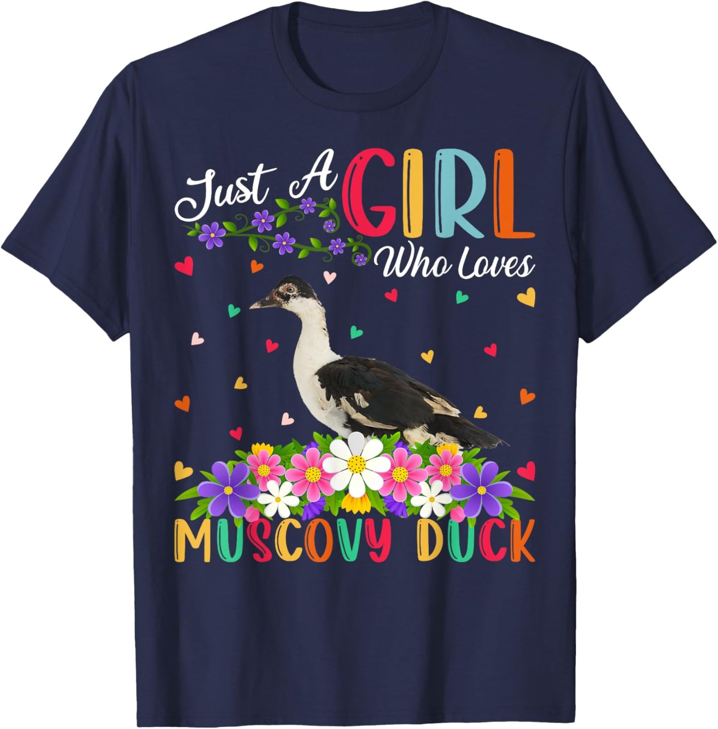 Muscovy Duck Bird Lover Just A Girl Who Loves Muscovy Ducks T-Shirt - T-Shirt | Navy