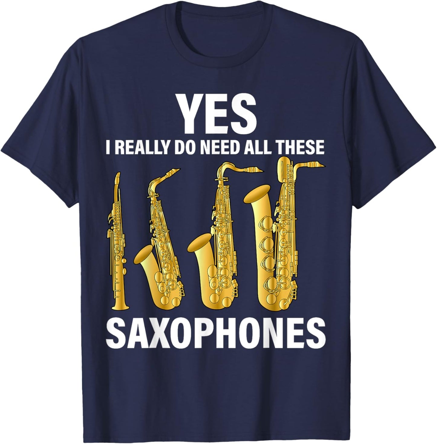 Saxophone Player Music Instrument Jazz Musician Saxophonist T-Shirt - T-Shirt | Navy