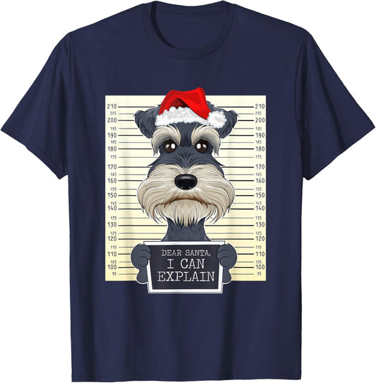 Dear Santa I Can Explain Funny Christmas Miniature Schnauzer T-Shirt - T-Shirt | Navy