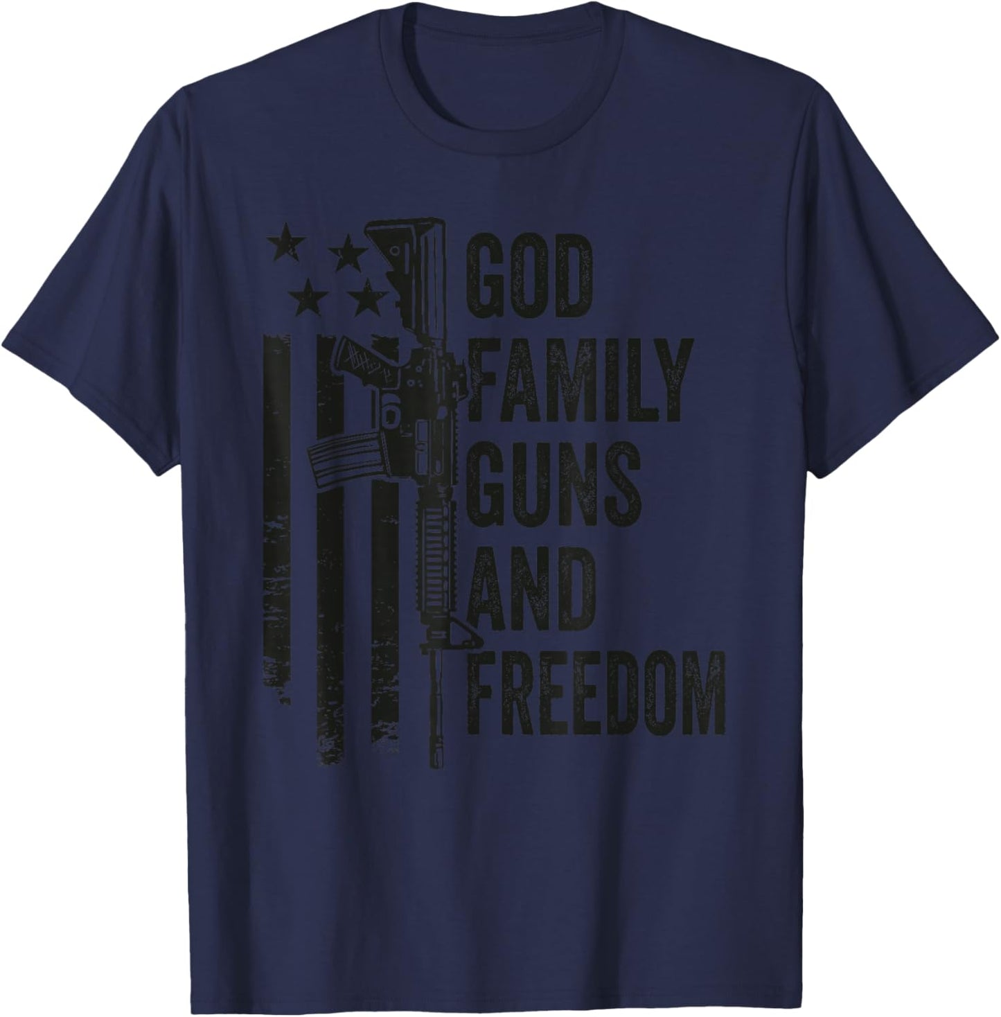 GOD Family Guns & Freedom - Gun Rights Faith Jesus Camo T-Shirt - T-Shirt | Navy