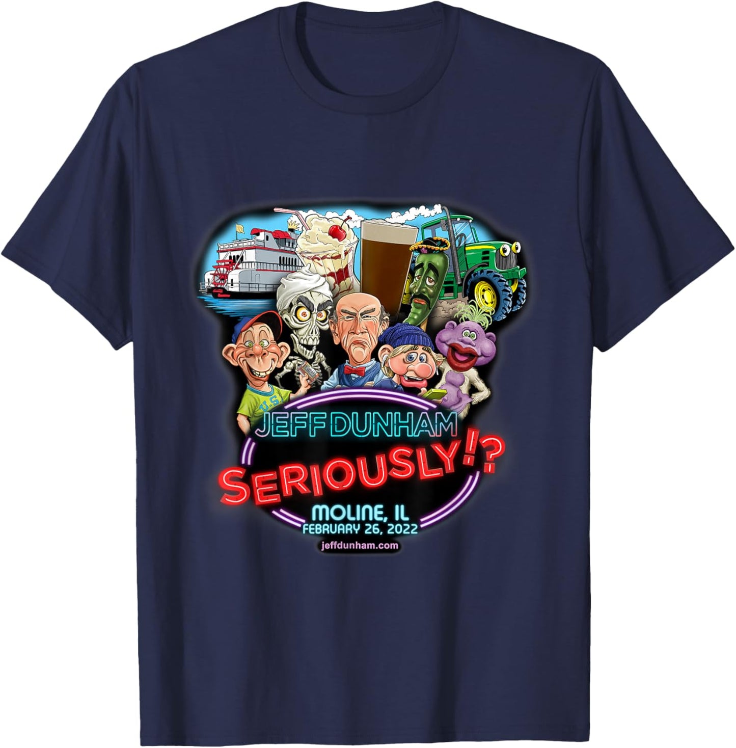 Jeff Dunham Moline, IL T-Shirt - T-Shirt | Navy