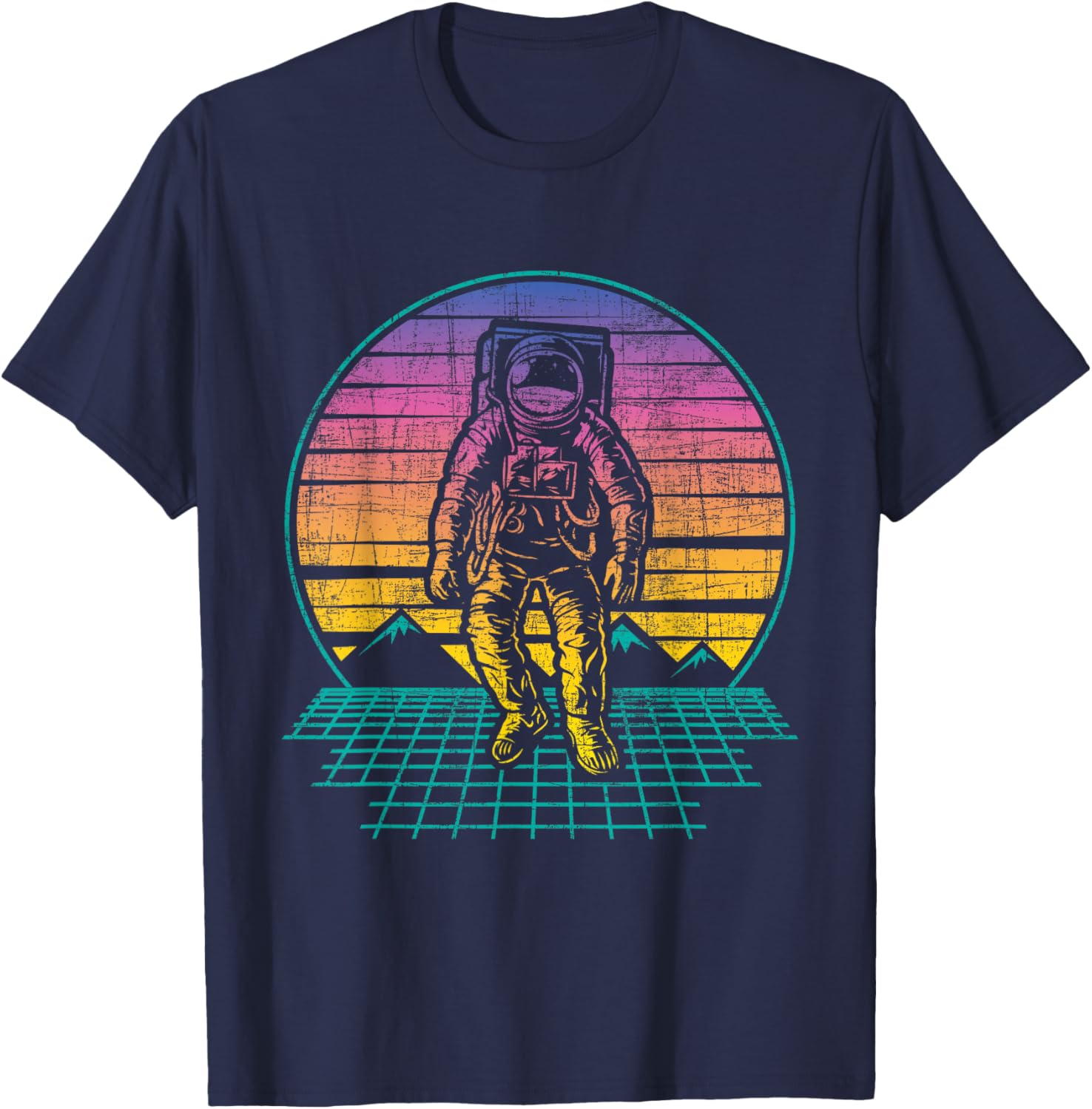 Retro Vintage Astronaut - Spaceman Universe Planets Galaxy T-Shirt - T-Shirt | Navy