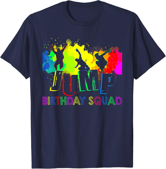 Jump Birthday Squad Party Matching Family Group Jumping Bday T-Shirt - T-Shirt | Navy