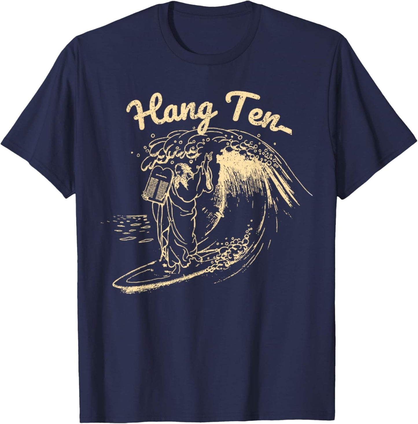 Vintage Surfing Moses Hang Ten T-Shirt - T-Shirt | Navy