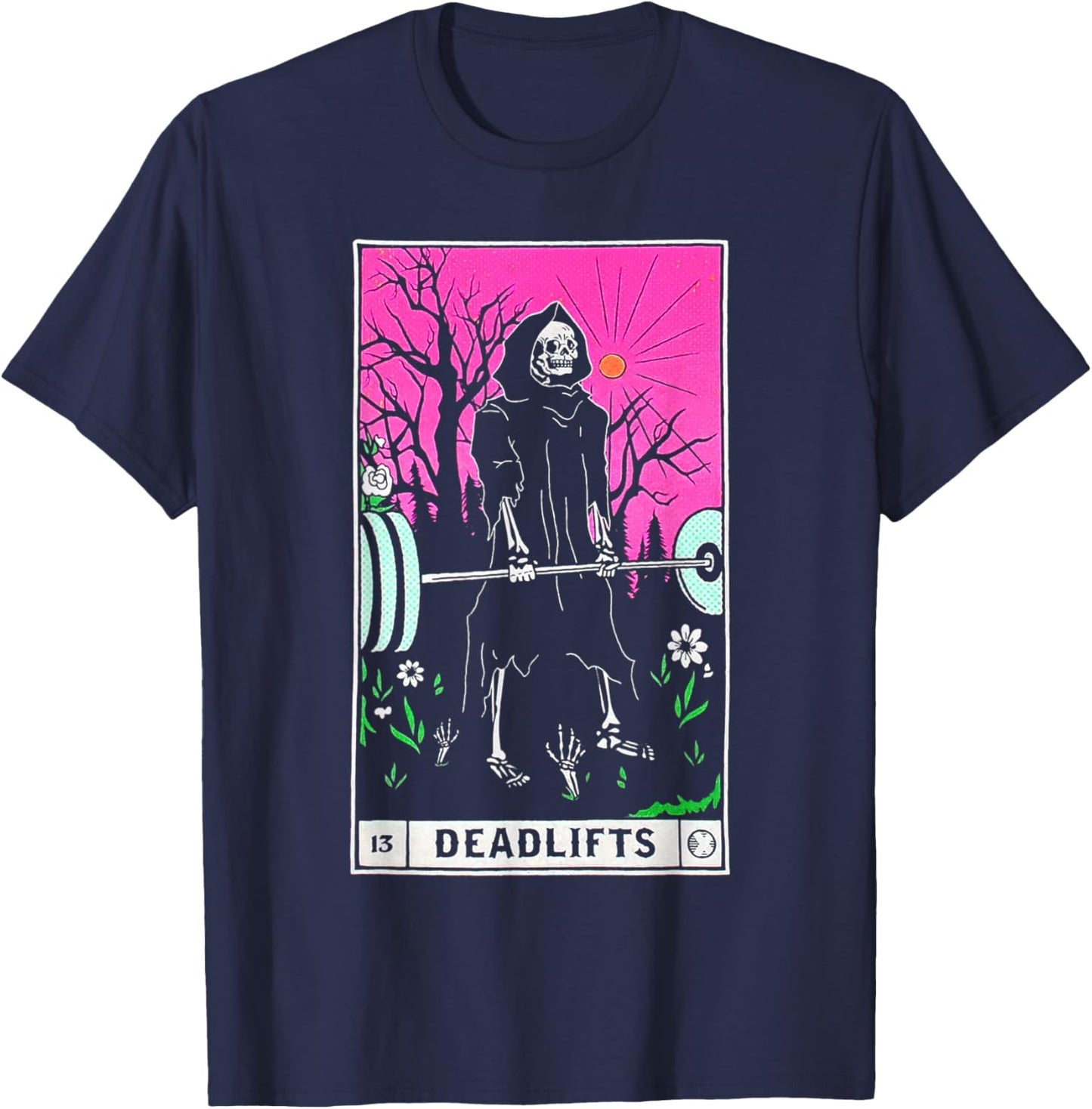 Funny Tarot Card Deadlifts Gym Workout Occult Reader Black - Classic Fit T-Shirt - T-Shirt | Navy
