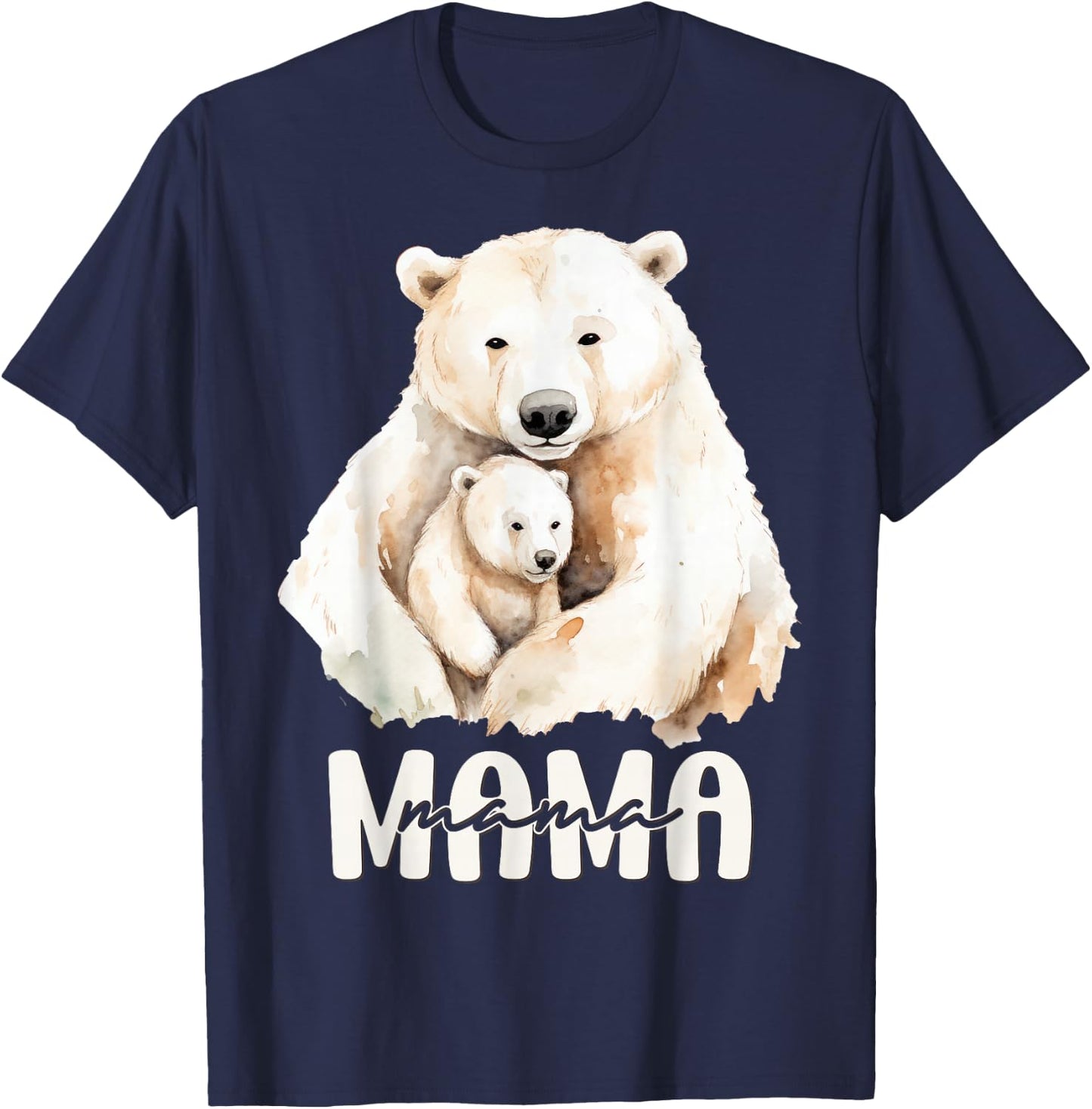 Polar Bear Mama for Mom Mother Mommy Birthday Mothers Day T-Shirt - T-Shirt | Navy