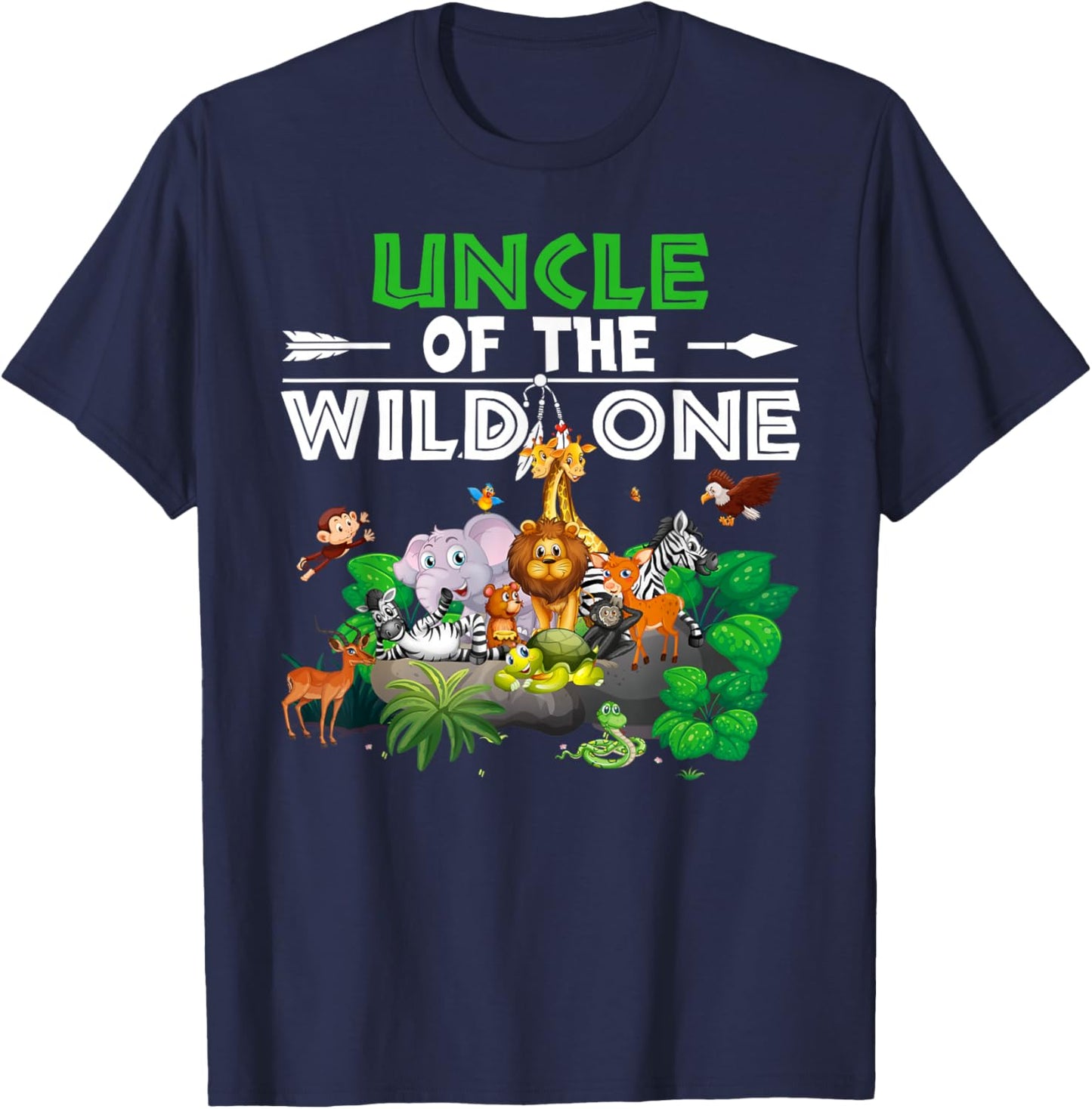 Uncle of the Wild One Animal Zoo Birthday Boy Safari Jungle T-Shirt - T-Shirt | Navy