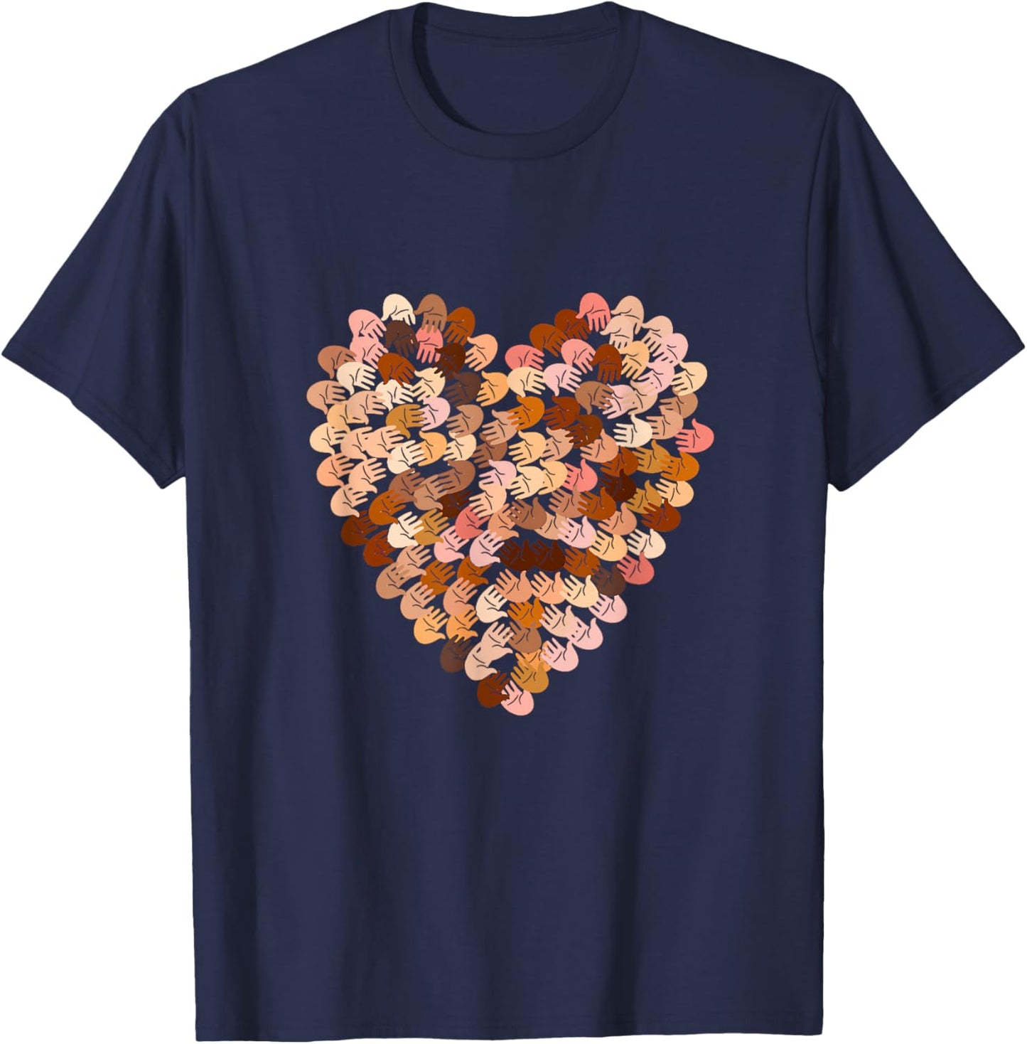 Melanin Hands Heart Valentines Day Black History Month 2022 T-Shirt - T-Shirt | Navy